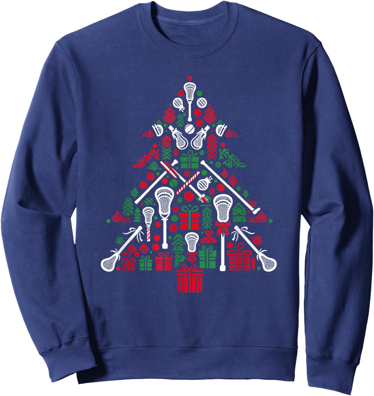 Funny Lacrosse Christmas Tree Player Kids Sweatshirt - Sweatshirt | Navy