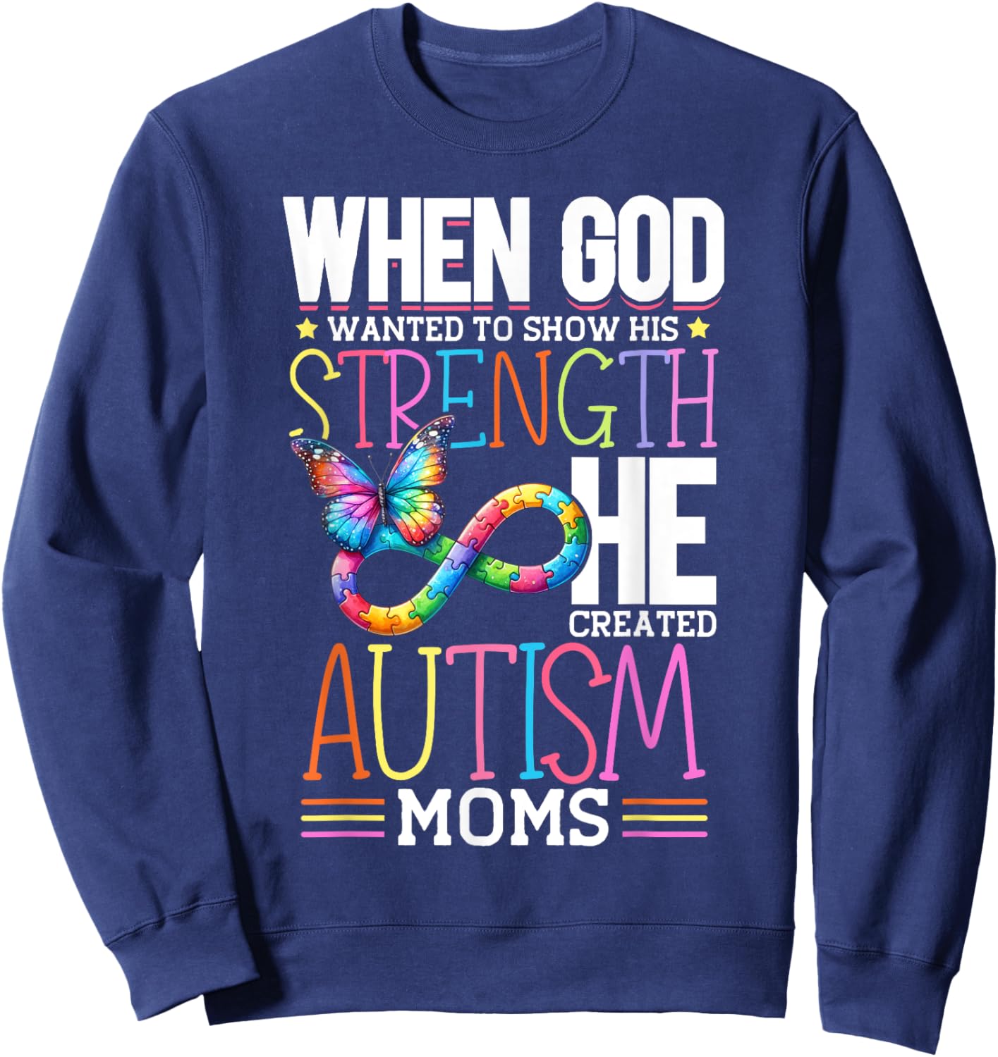 Autism Awareness Month & Mom Acceptance Autism Sweatshirt - Sweatshirt | Navy