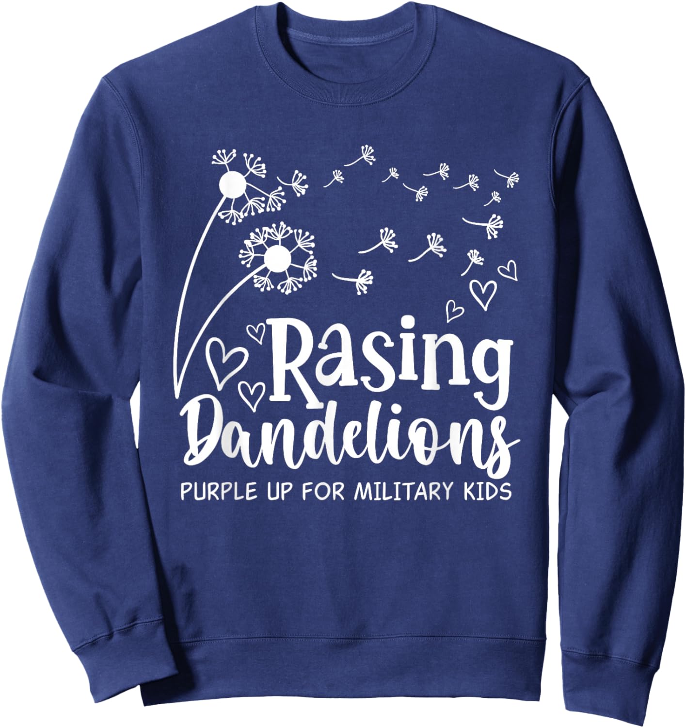Raising Dandelions Purple Up For Military Child Month Women Sweatshirt - Sweatshirt | Navy
