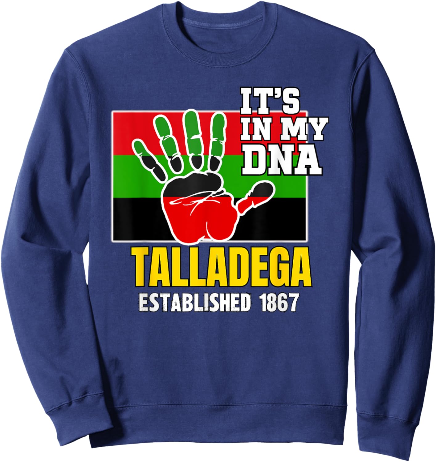 Talladega, TC, Red, Black and Green HBCU Sweatshirt - Sweatshirt | Navy