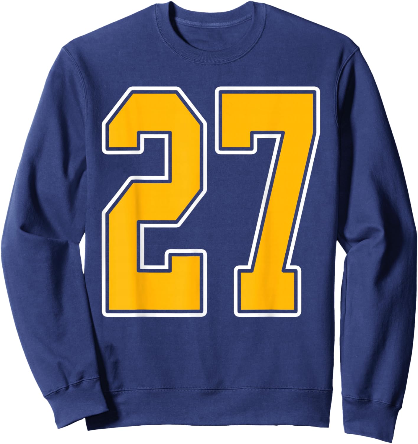 Gold and White Sports Number 27 Jersey Uniform Player Sweatshirt - Sweatshirt | Navy