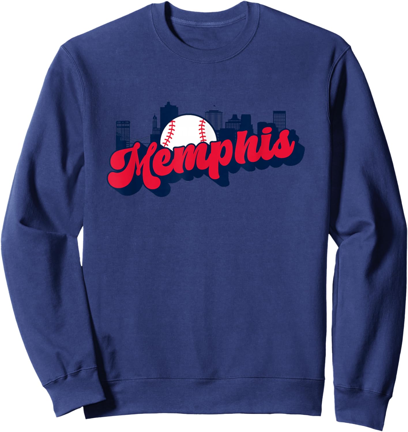 Memphis Baseball Vintage City Skyline Baseball Lover Sweatshirt - Sweatshirt | Navy