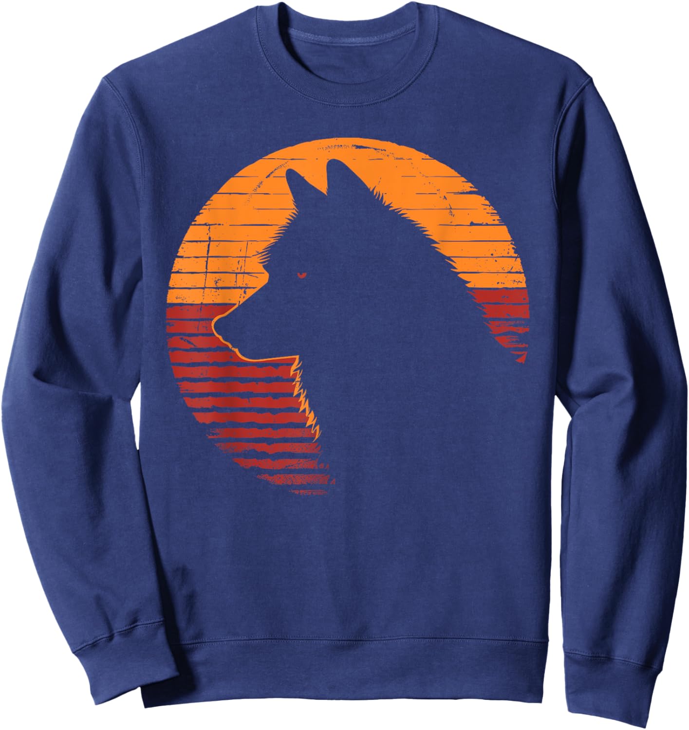 Wolf Retro Vintage 80s 90s - Wolf Wild Animals Lover Gift Sweatshirt - Sweatshirt | Navy