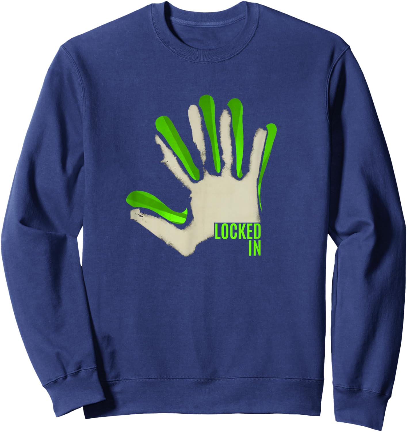 Green Color Locked-in Green Graphic Sweatshirt - Sweatshirt | Navy