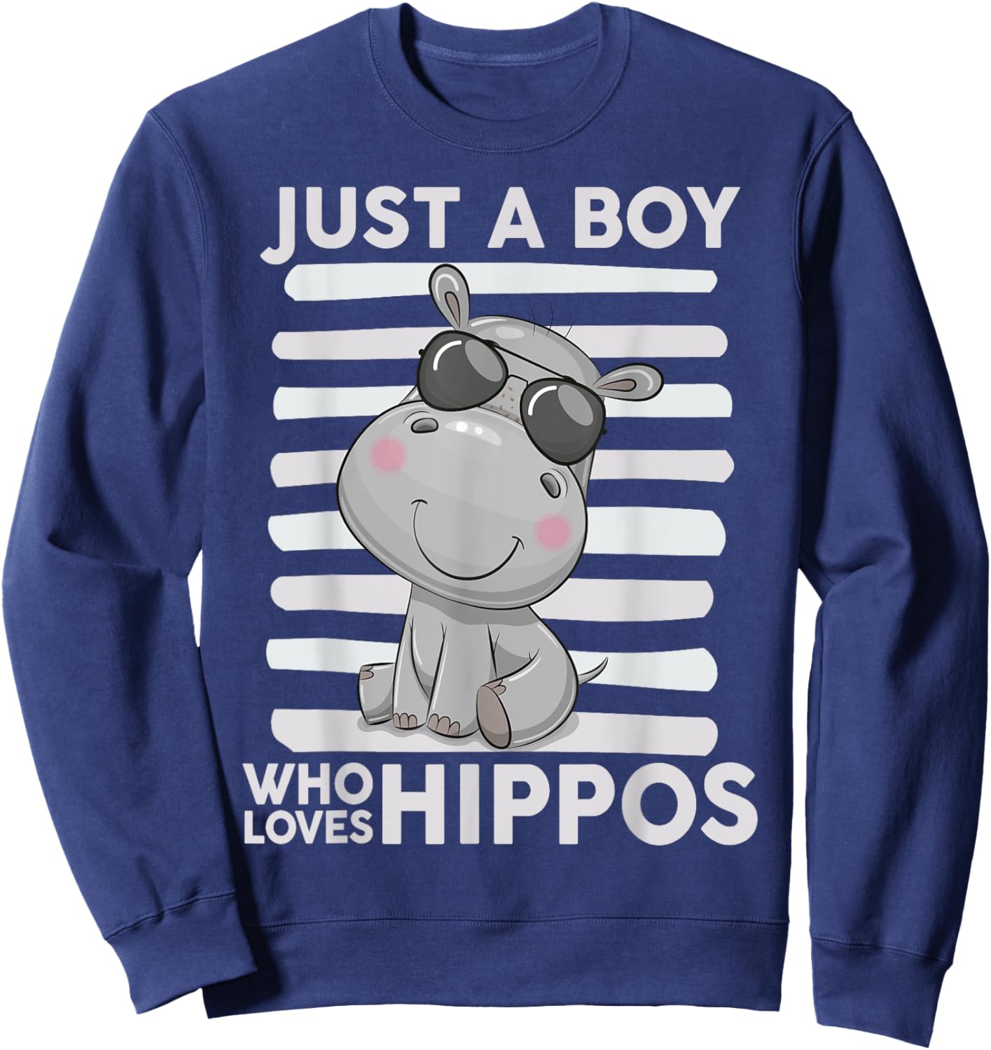 Kids Hippo-Shirt Boys Toddler Just A Boy Who Loves Hippos Sweatshirt - Sweatshirt | Navy