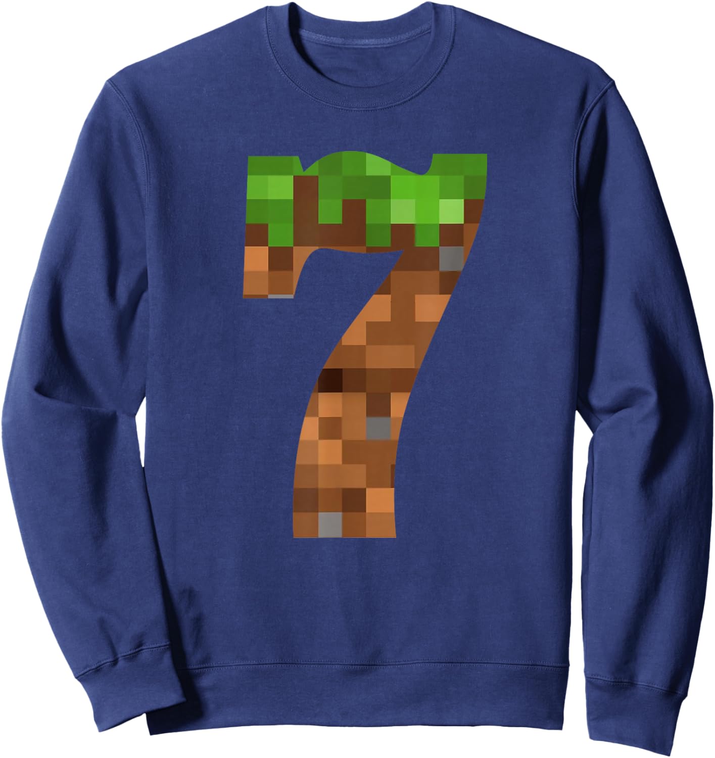 Pixel 7yr Birthday Number Seven 7 Year Old 7th Video Gamer Sweatshirt - Sweatshirt | Navy