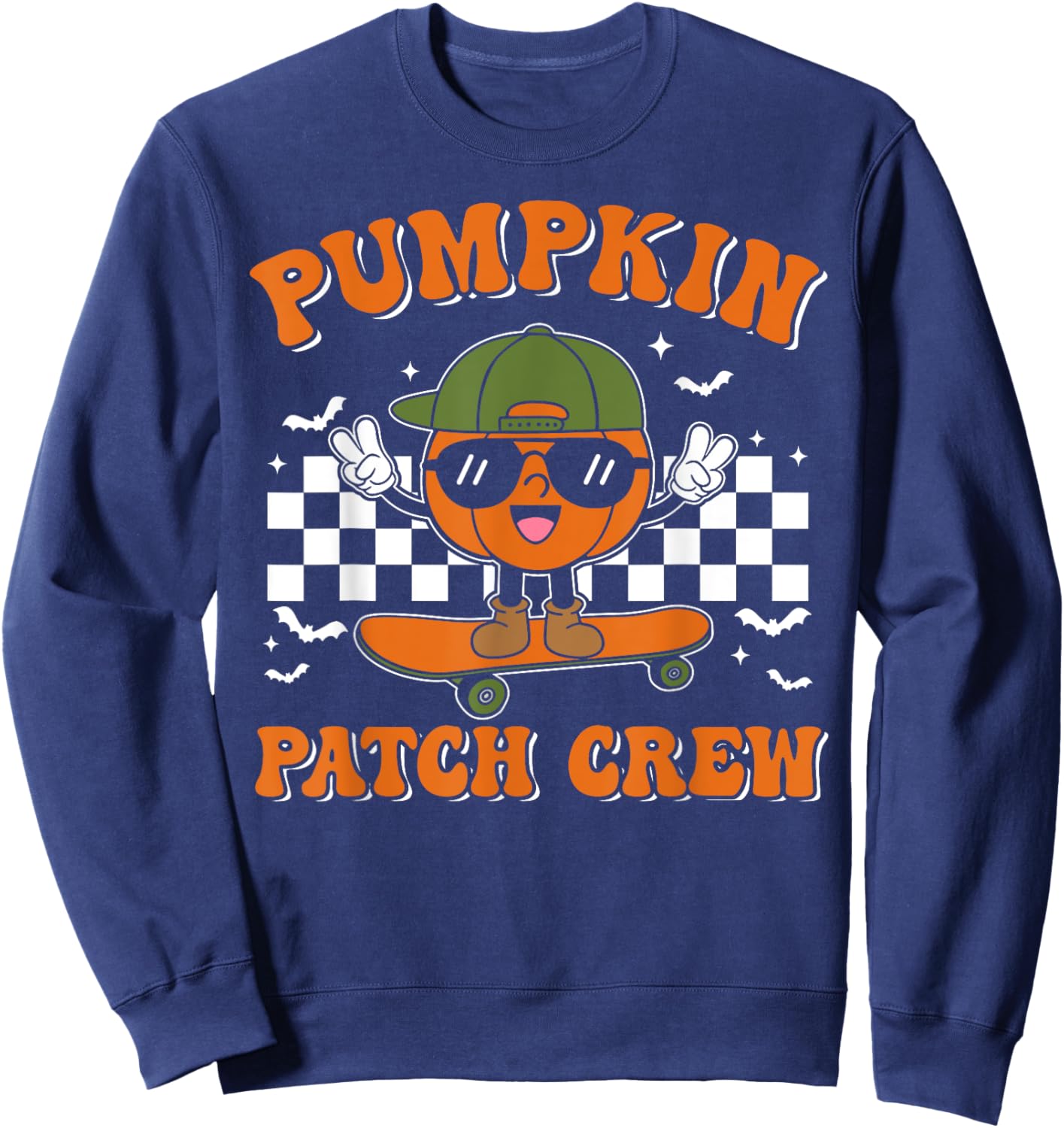 Groovy Pumpkin Patch Crew Pumpkin Patch Crew Fall Halloween Sweatshirt - Sweatshirt | Navy