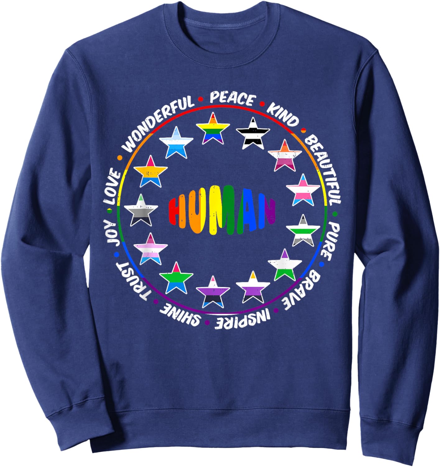 Human Rainbow LGBTQ Pride Equality Inclusion Positive Gay Sweatshirt - Sweatshirt | Navy
