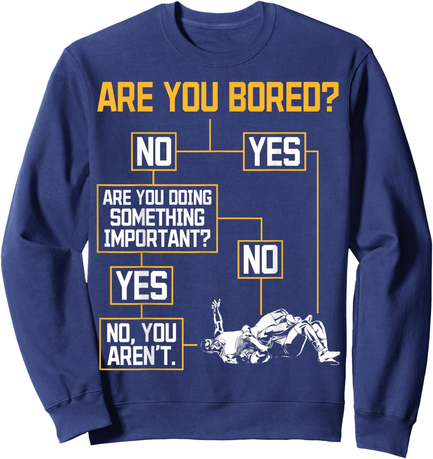 Funny Wrestling Flowchart Takedown Humor Sweatshirt - Sweatshirt | Navy