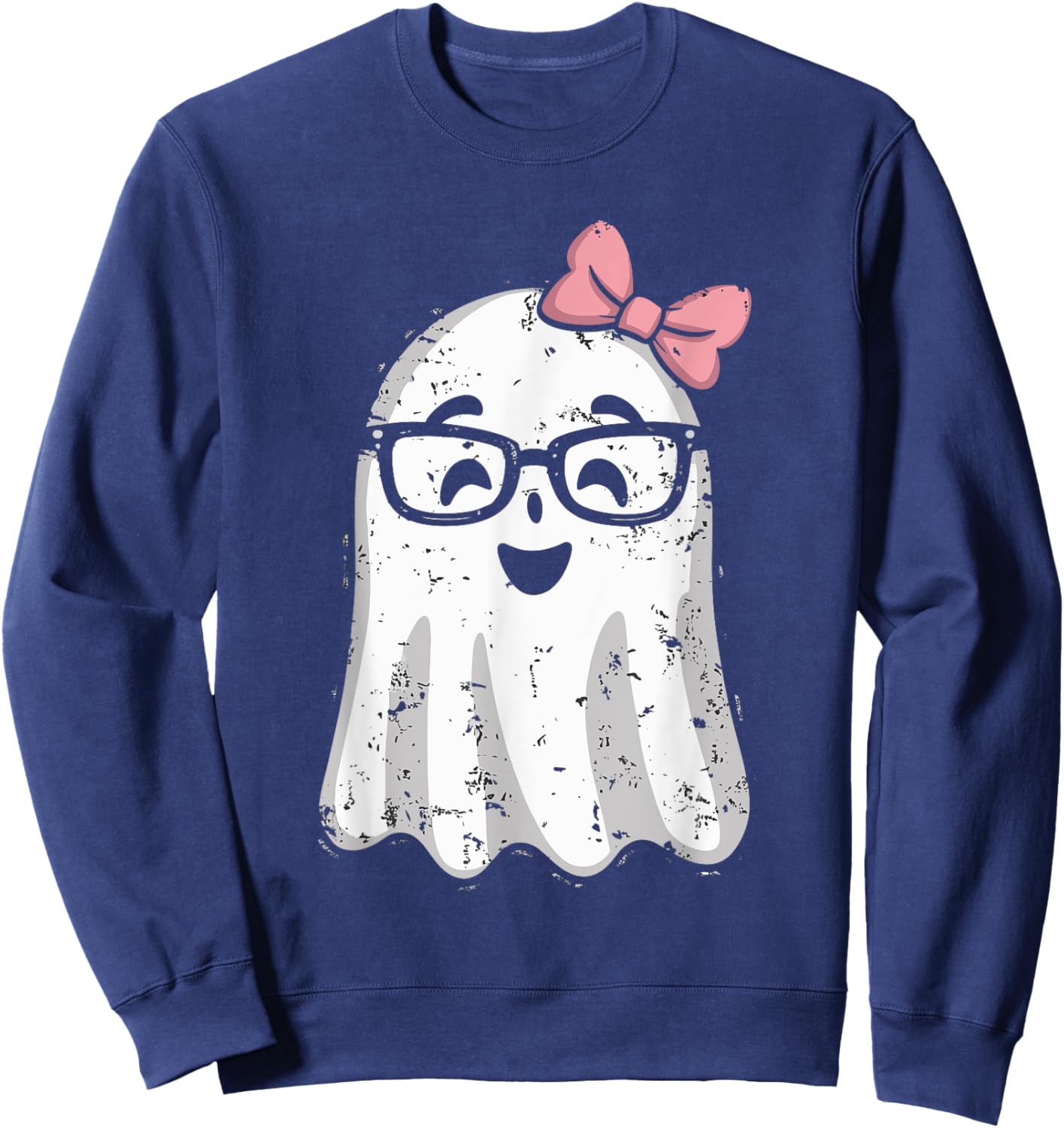 Ghost Eyeglass Girl Halloween Girly Ghost Sweatshirt - Sweatshirt | Navy