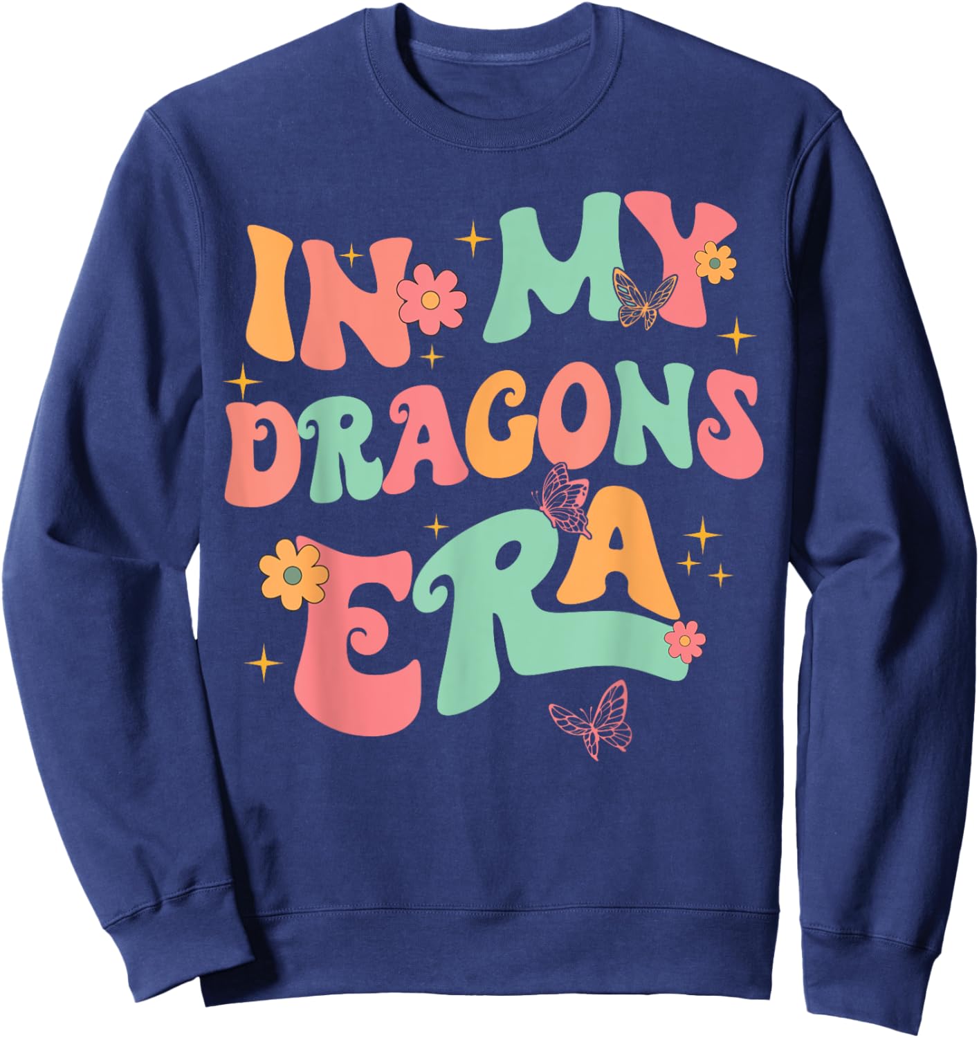 In My Dragons Era Back to School Spirit Game Retro Groovy Sweatshirt - Sweatshirt | Navy