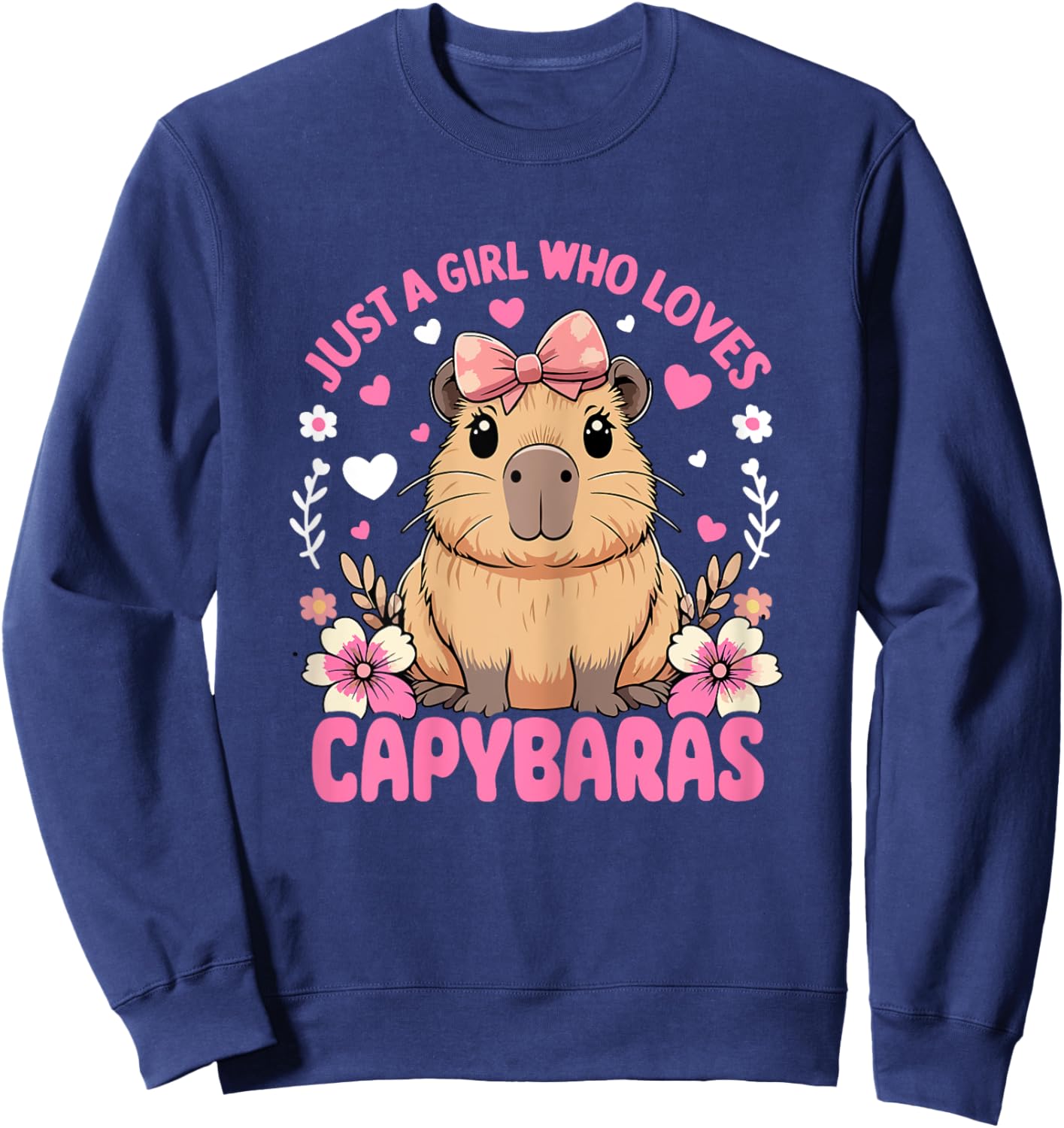 Just a Girl Who Loves Capybaras Graphic Sweatshirt - Sweatshirt | Navy