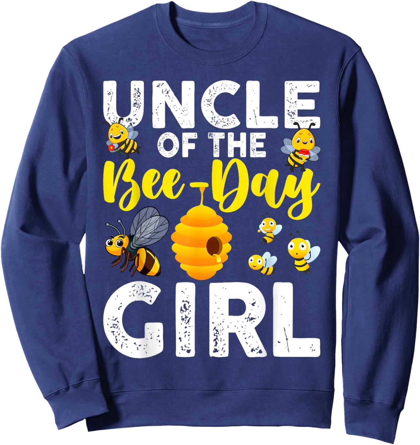 Uncle of the Bee-Day Girl Bee Birthday Party Matching Family Sweatshirt - Sweatshirt | Navy