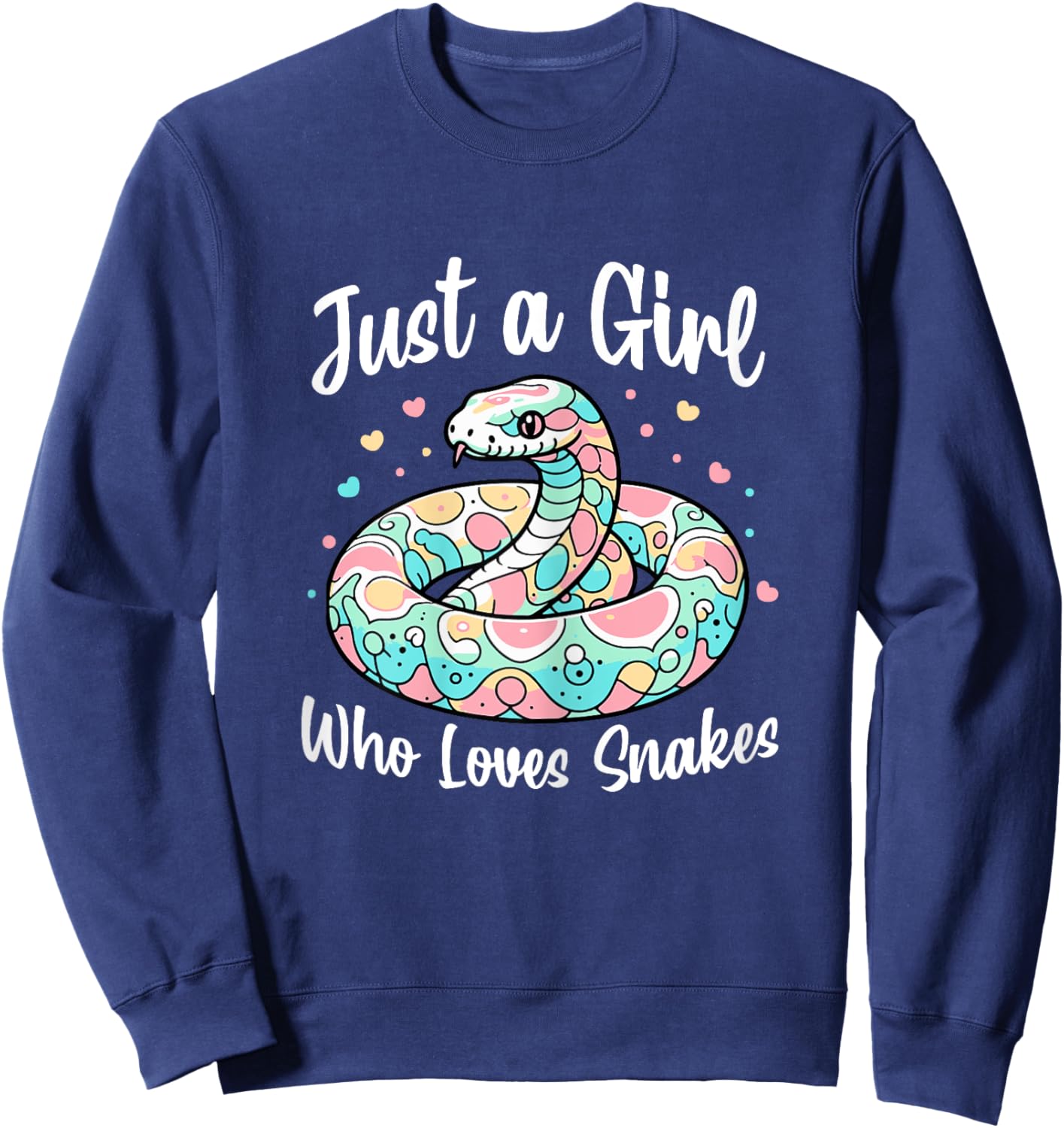 Just A Girl Who Loves Snakes - Cute Snake Pastel Color Art Sweatshirt - Sweatshirt | Navy
