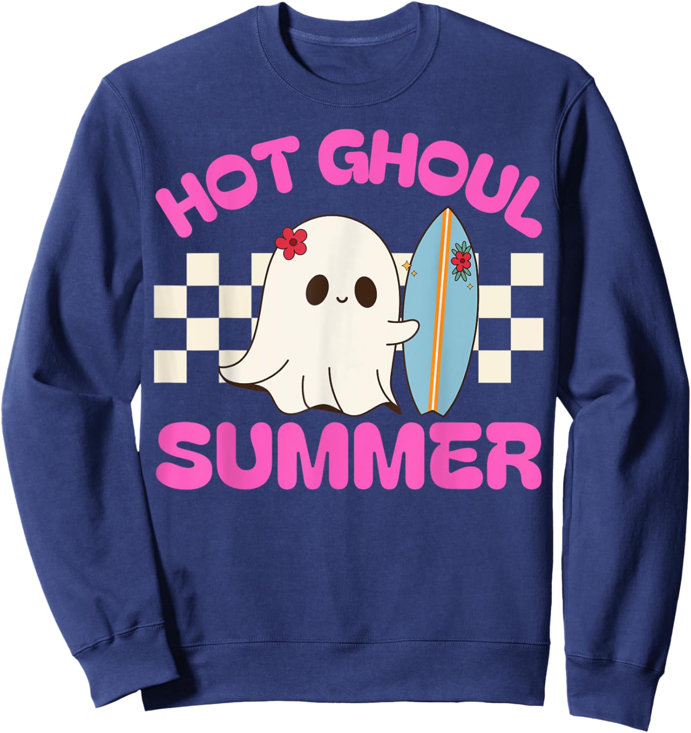 Funny Hot Ghoul Summer Ghost Spooky Beach Halloween Men Women Sweatshirt - Sweatshirt | Navy