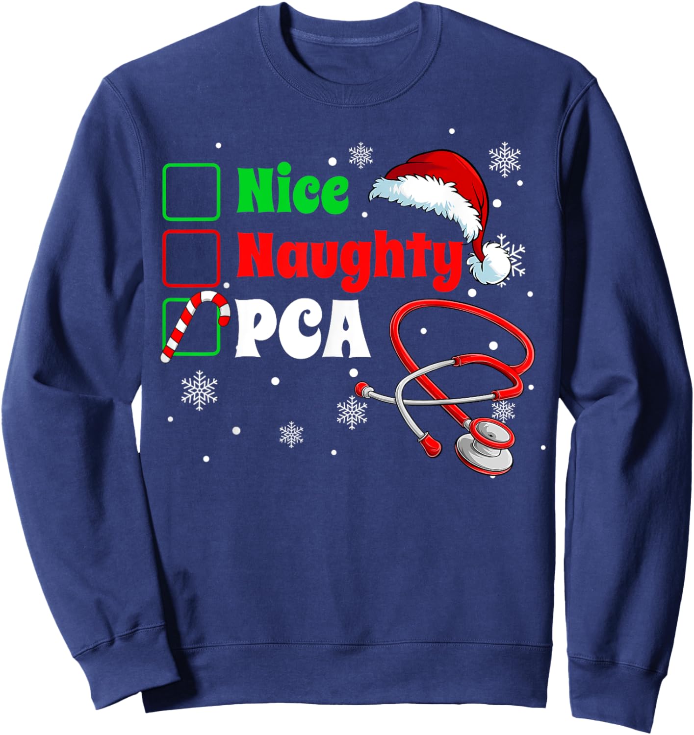Scrub Top Men Women Xmas Sweatshirt - Sweatshirt | Navy