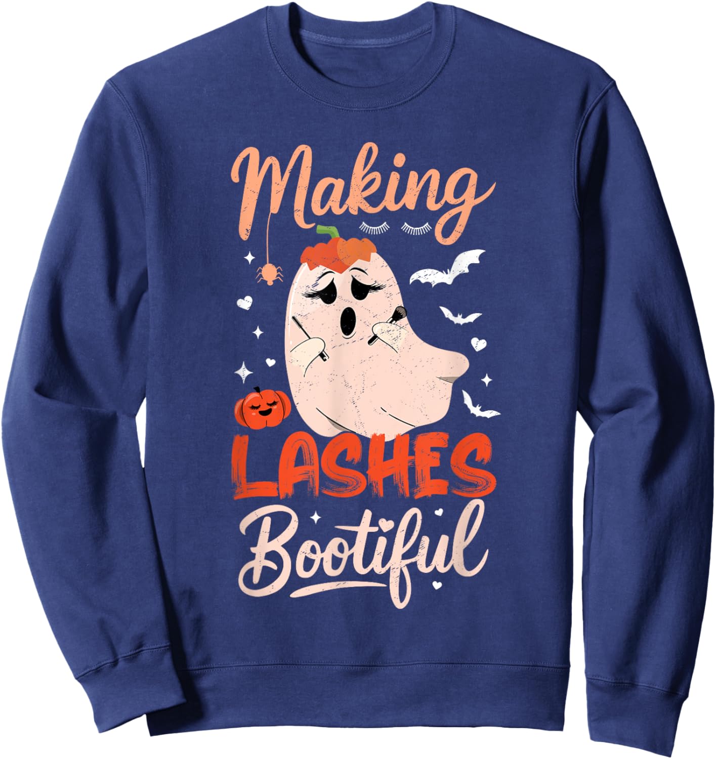 Funny Making Lashes Bootiful Halloween Costume Lash Tech Sweatshirt - Sweatshirt | Navy