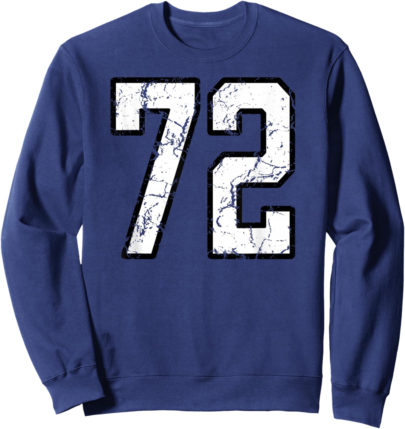 White and Black Sports Number 72 Jersey Uniform Player Sweatshirt - Sweatshirt | Navy