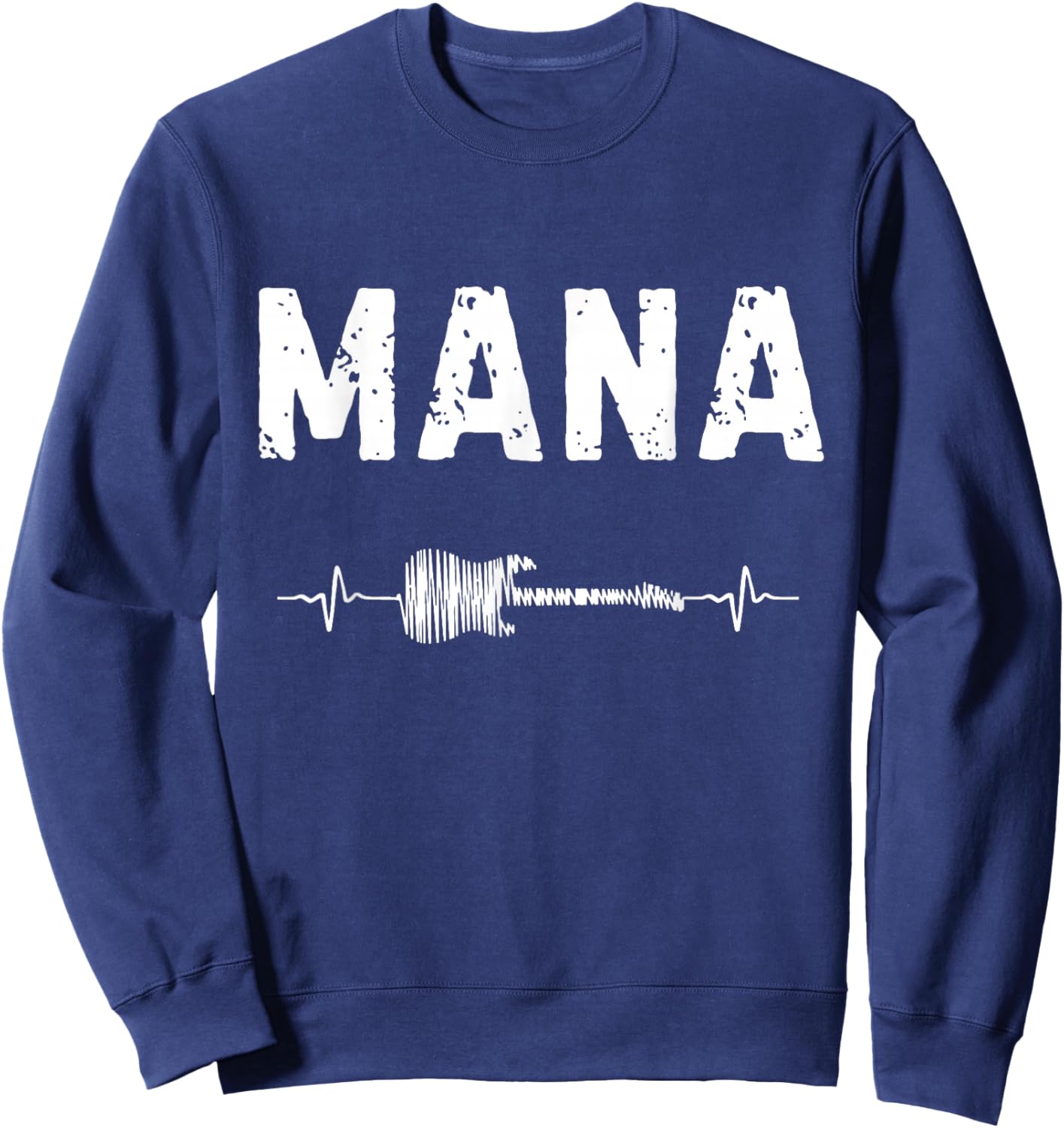 Mana Guitar Heartbeat Music Guitarist Retro Vintage Sweatshirt - Sweatshirt | Navy