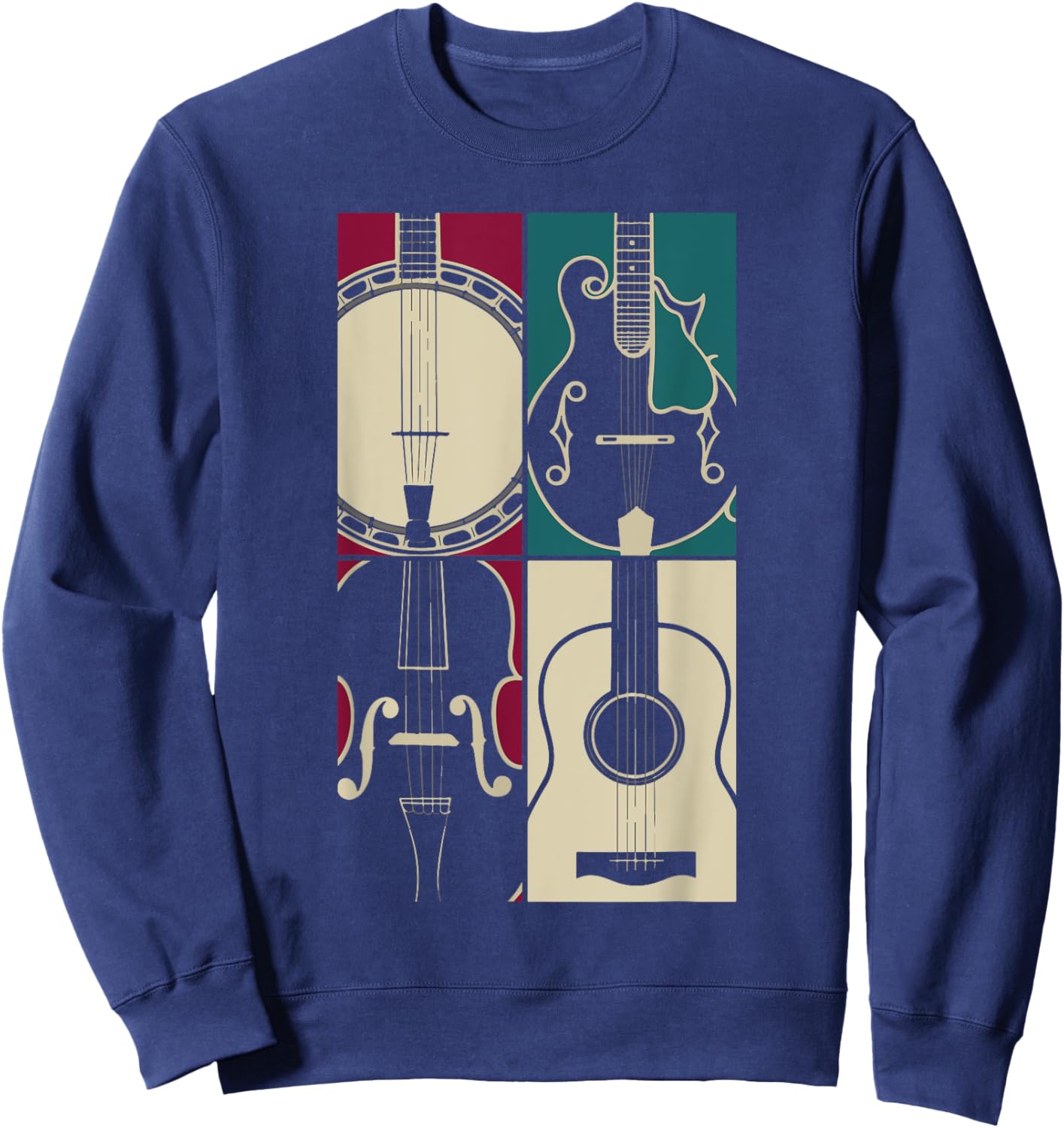 Bluegrass Instrument Pop Art Style Art Sweatshirt - Sweatshirt | Navy