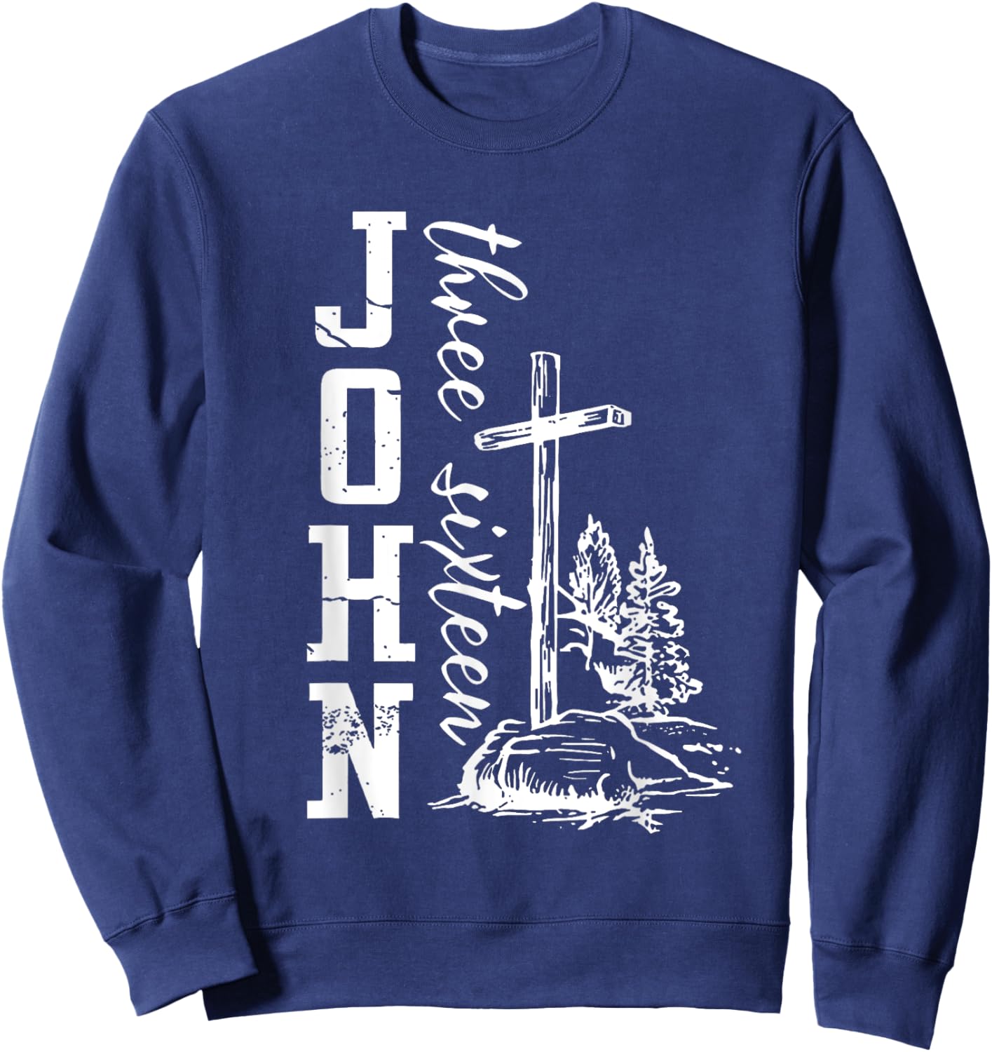 John 3:16 Christian Cross Bible Sweatshirt - Sweatshirt | Navy