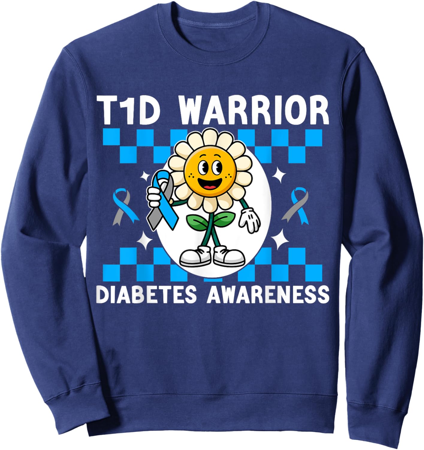 T1D Warrior Type 1 Diabetes Awareness Diabetic kids Sweatshirt - Sweatshirt | Navy