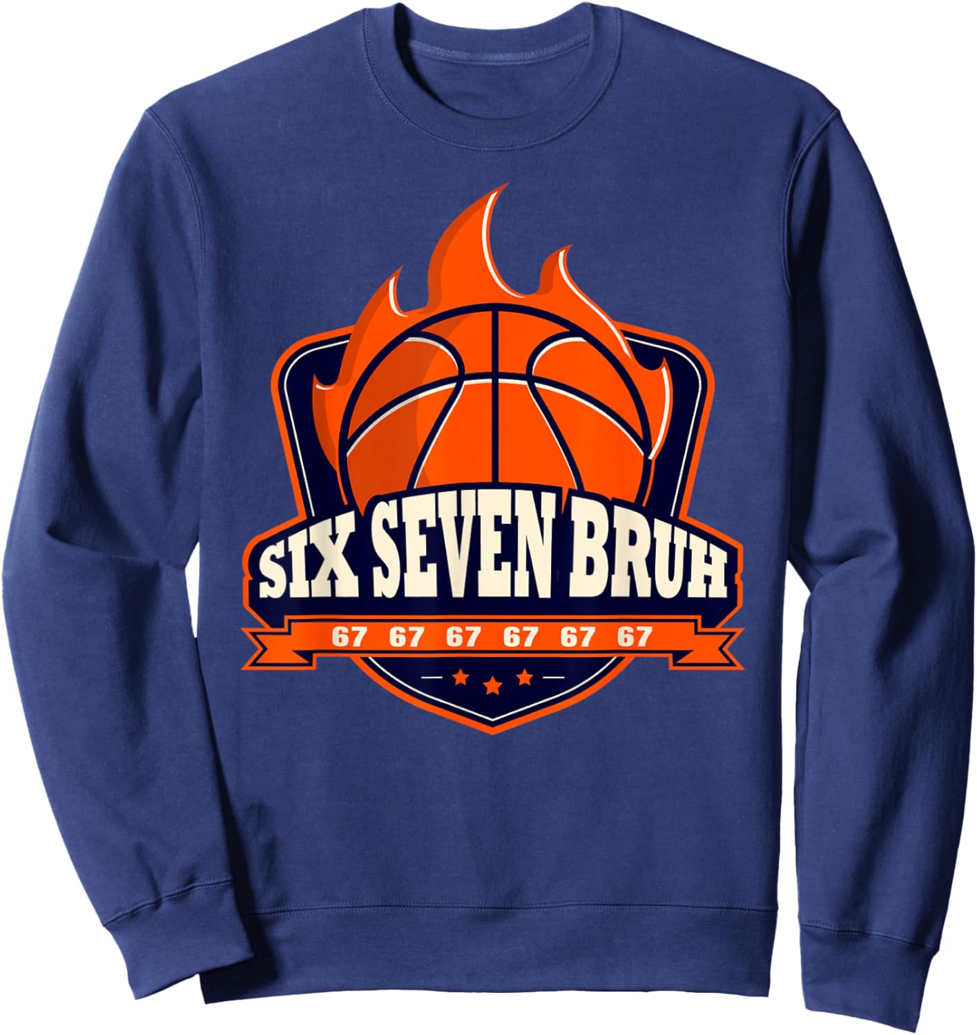 Alpha Slang Kids Bruh 67 Basketball Ice Cream Drip Six Seven Sweatshirt - Sweatshirt | Navy
