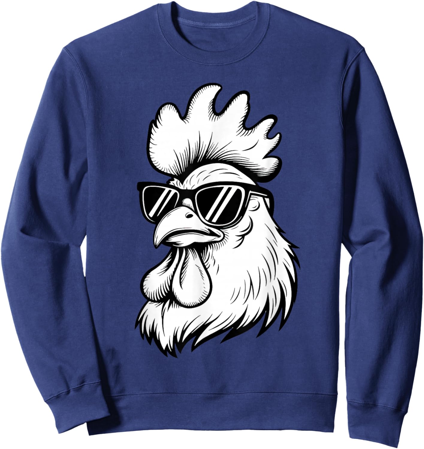 Funny Chicken With Sunglasses Chicken Farm Animals Lover Sweatshirt - Sweatshirt | Navy