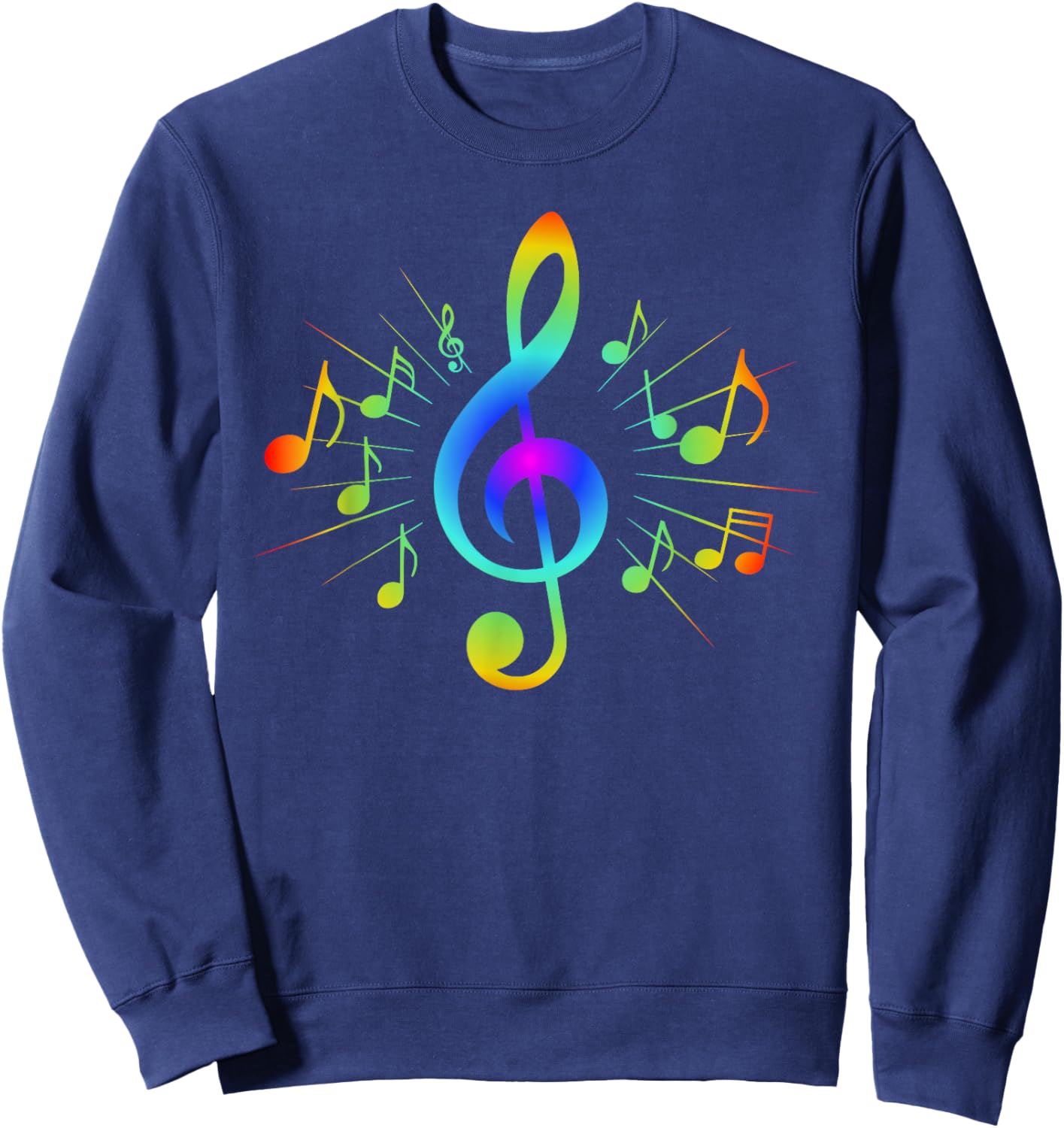 Colorful Treble Clef and Musical Notes Design for Music Love Sweatshirt - Sweatshirt | Navy