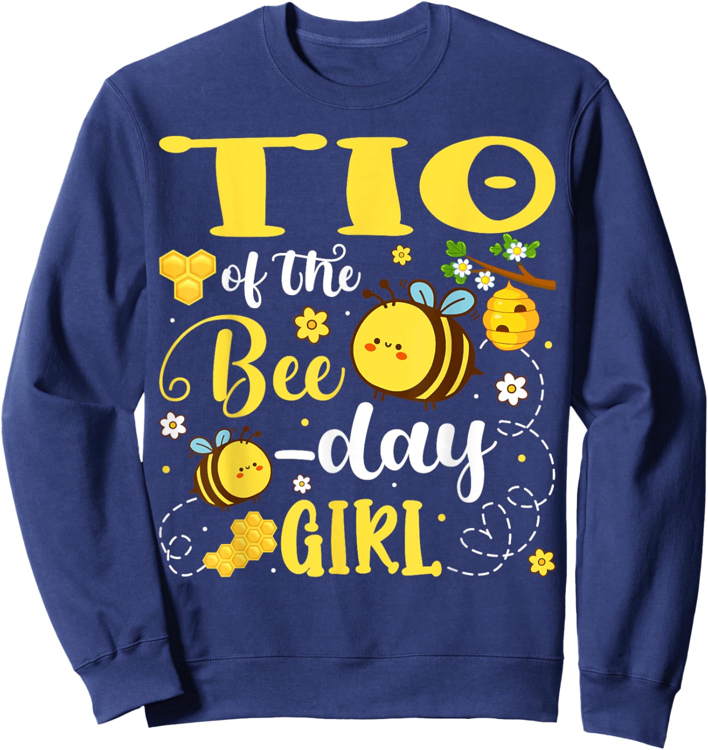 Tio of The Bee-Day Girl Birthday Party Matching Family Sweatshirt - Sweatshirt | Navy