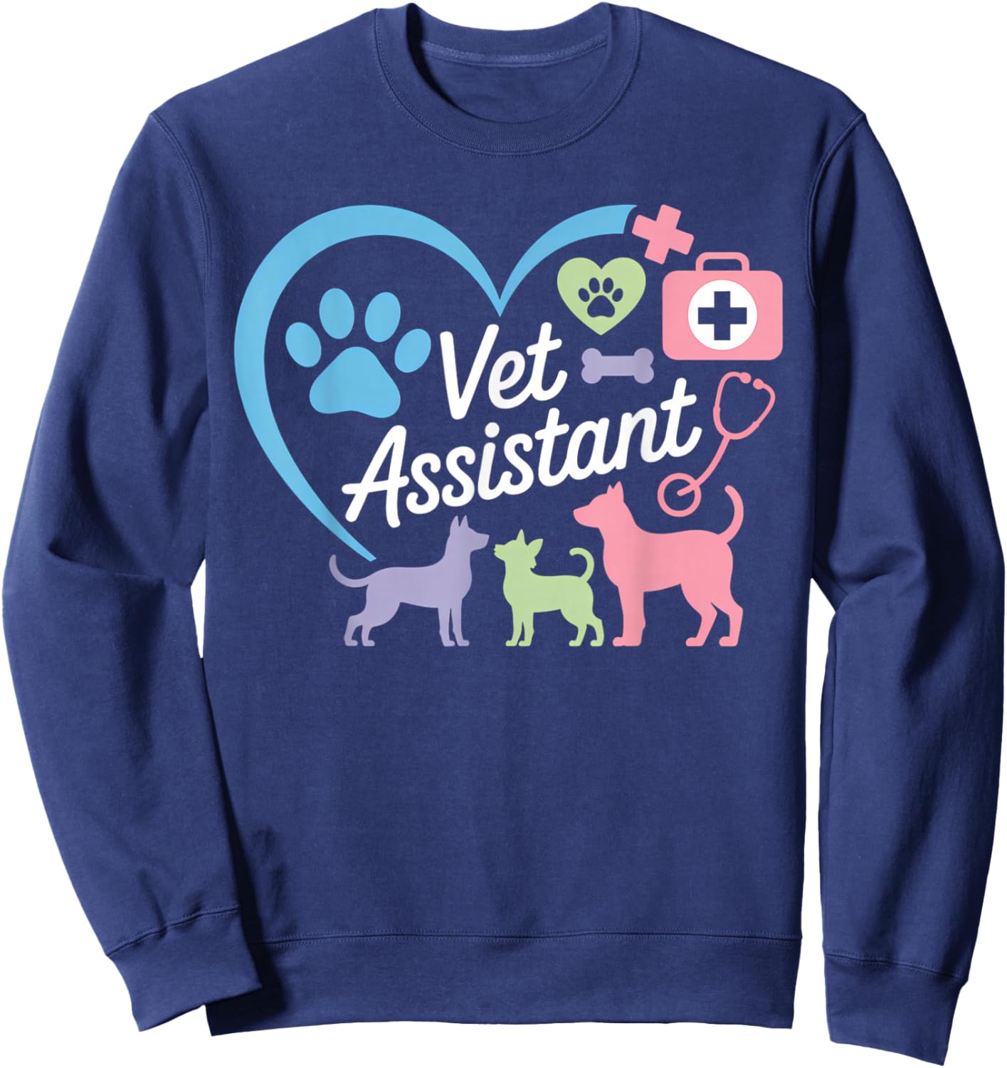 Vet Assistant Heart Veterinary Assistant Appreciation Sweatshirt - Sweatshirt | Navy