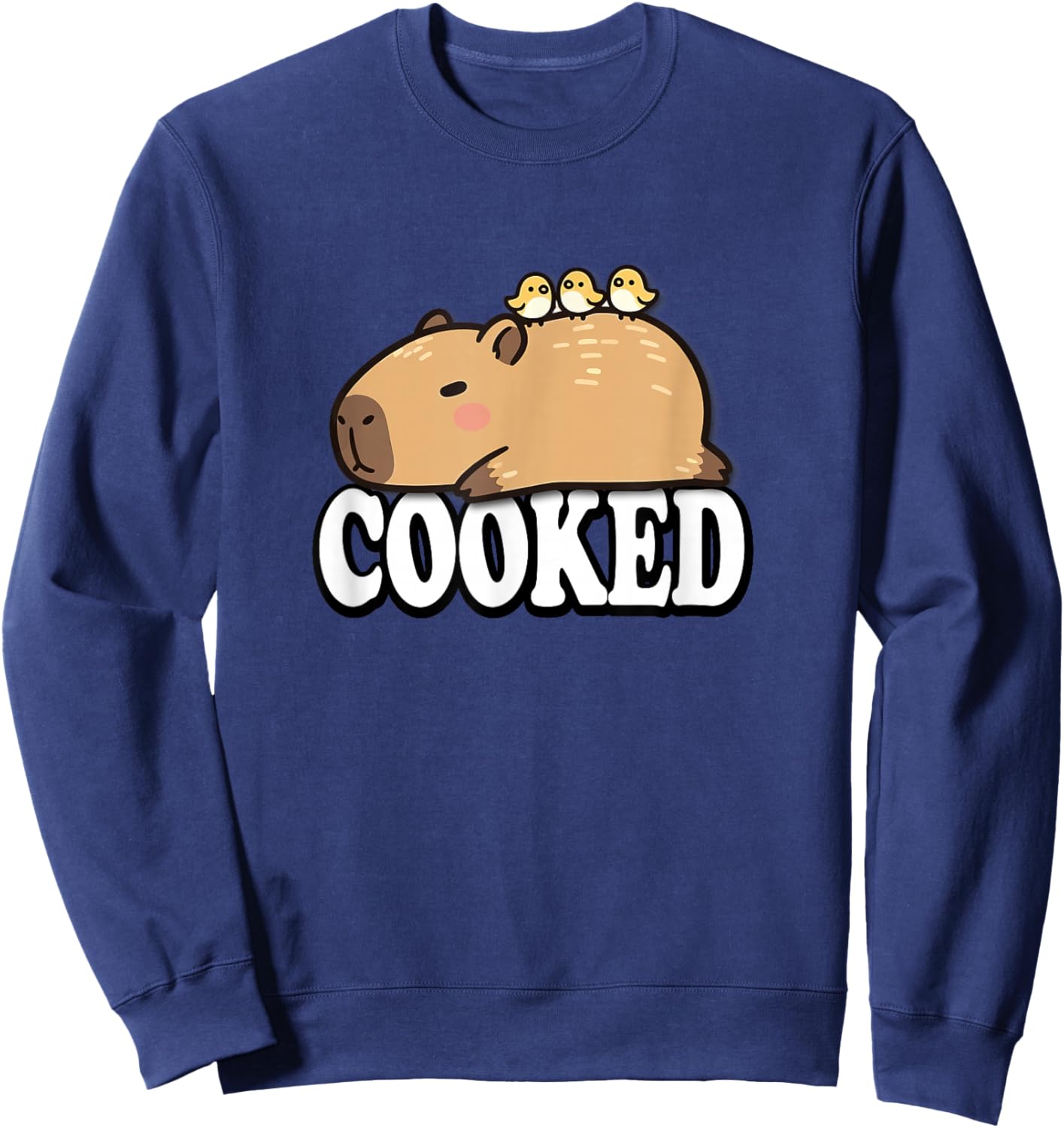 Kawaii Kids Sleep Cooked Boys Girls Capybara Pajama Shirt Sweatshirt - Sweatshirt | Navy