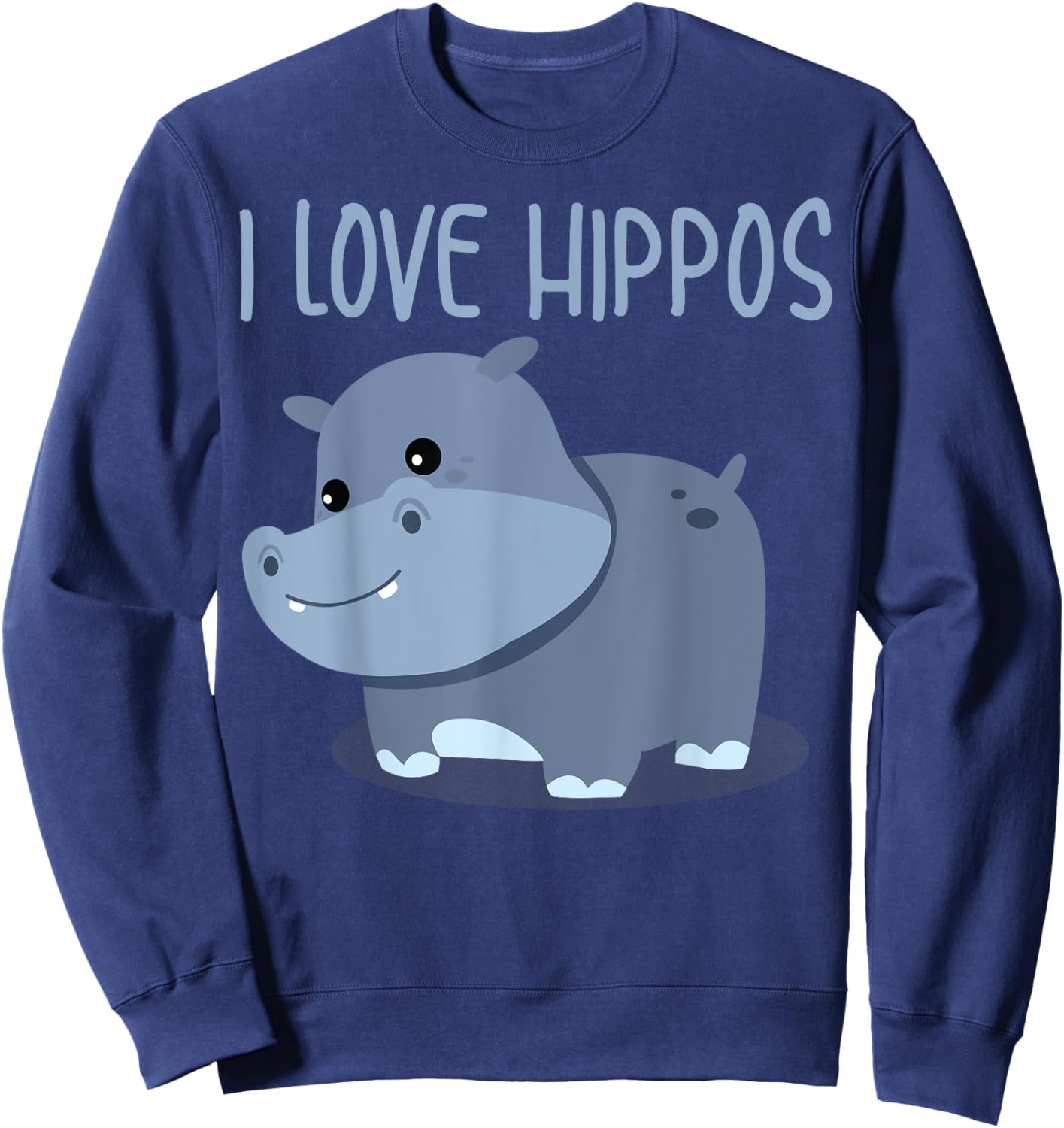 I Love Hippos Design For Girls Boys Kids Safari Hippo Lover Sweatshirt - Sweatshirt | Navy