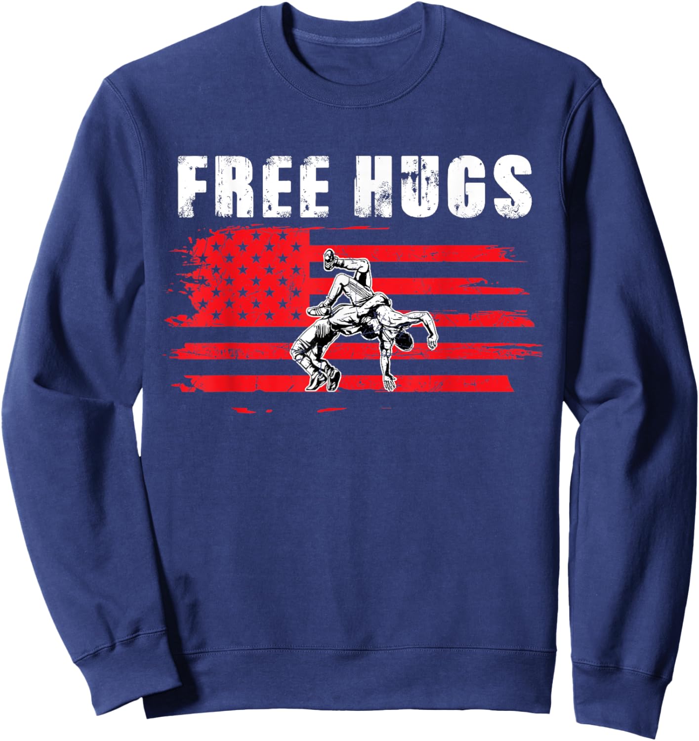 Wrestling Hugs Wrestler Funny Kid Boys Men Women Free Hugs Sweatshirt - Sweatshirt | Navy