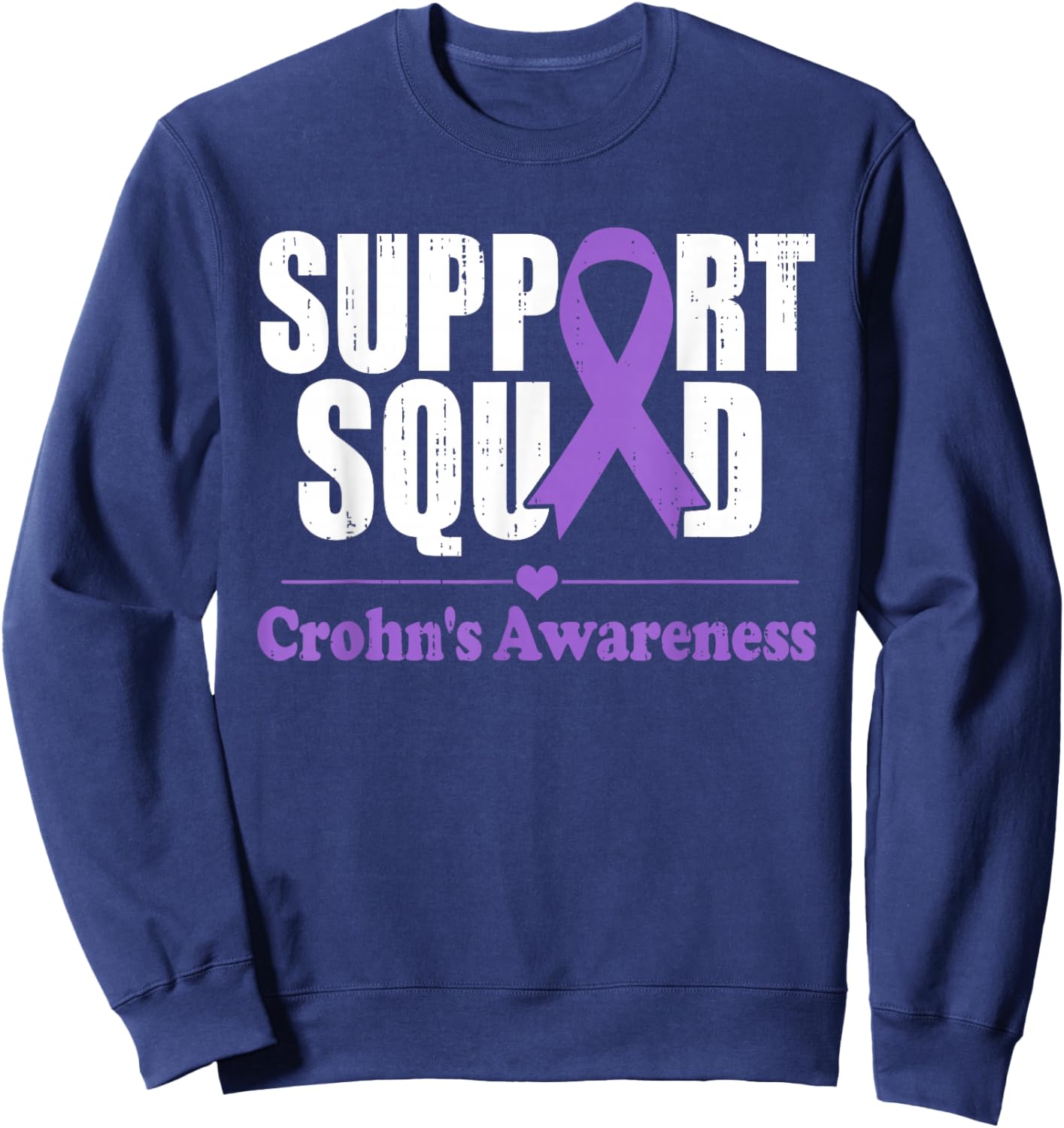 Support Crohns Disease Squad Purple Ribbon Crohn's Awareness Sweatshirt - Sweatshirt | Navy