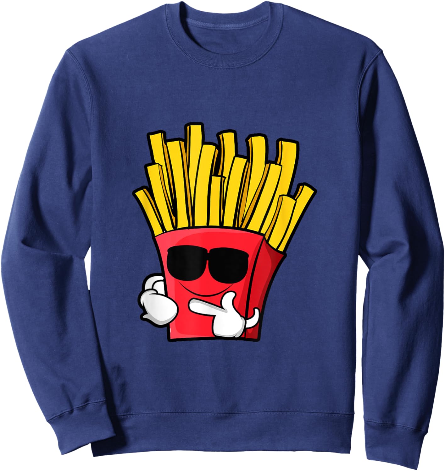 Funny French Fries Hipster Style Fast Food Lover Gifts Sweatshirt - Sweatshirt | Navy