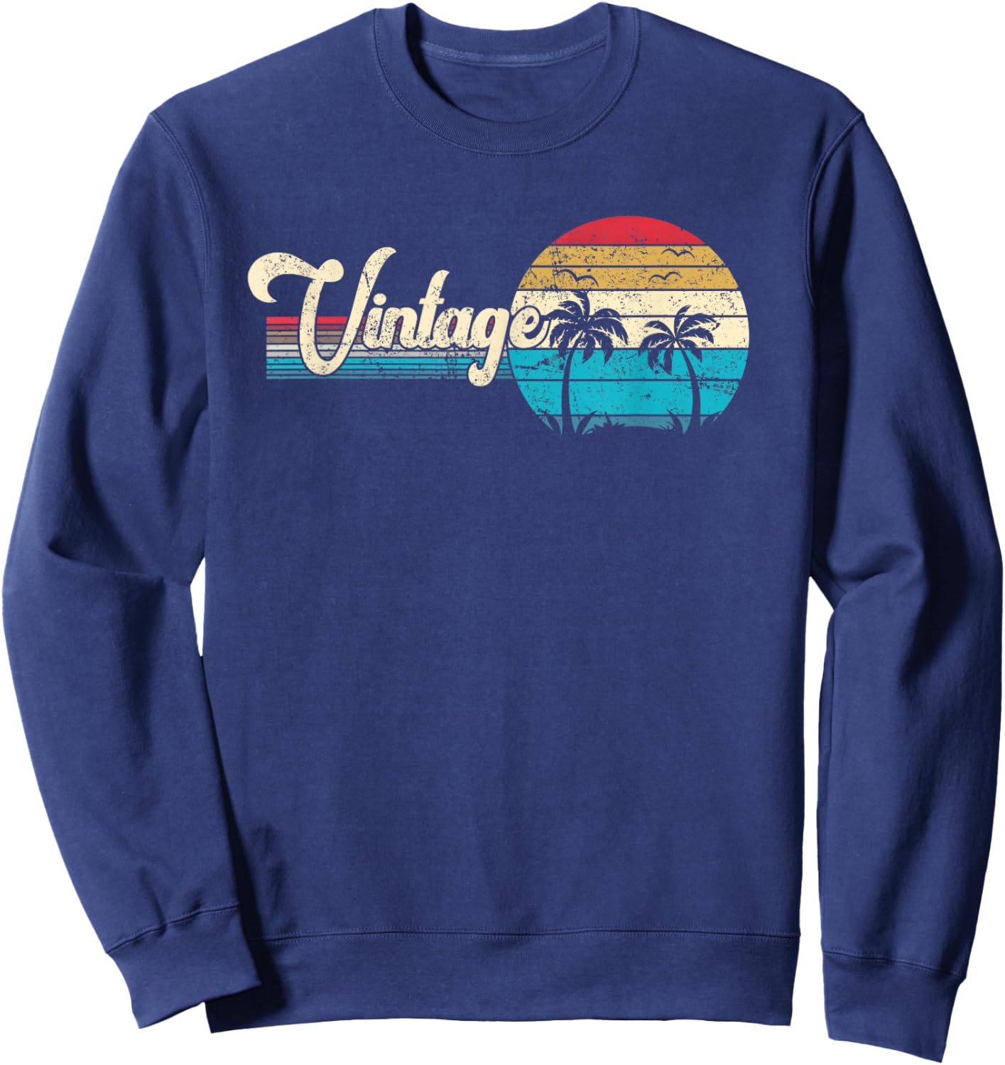 Cool Summer Beach Vacation Men Women Sunset Palm Tree Sweatshirt - Sweatshirt | Navy