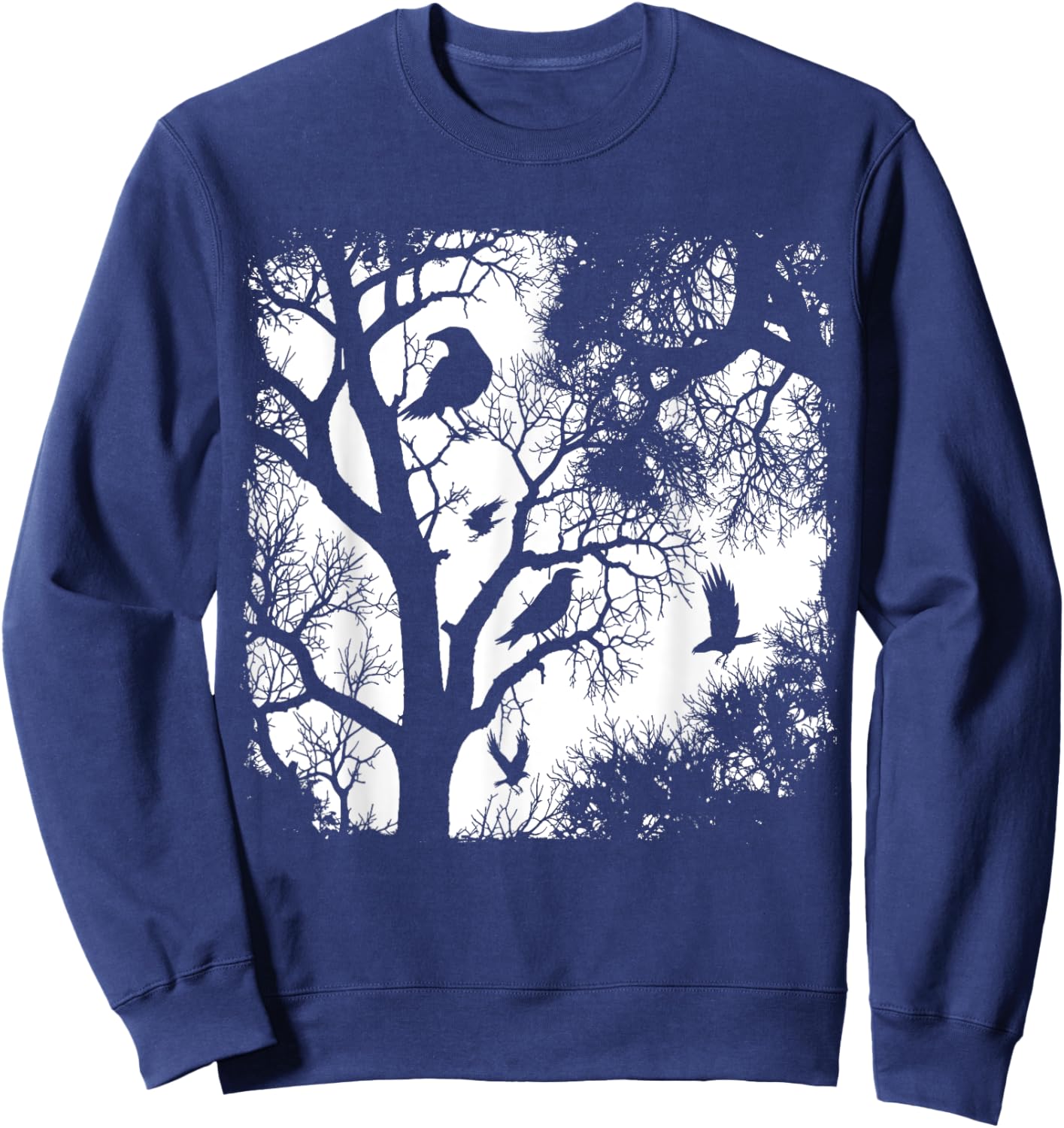 Gothic Raven Tree Dark Forest Crow Night Wilderness Aesthe Sweatshirt - Sweatshirt | Navy