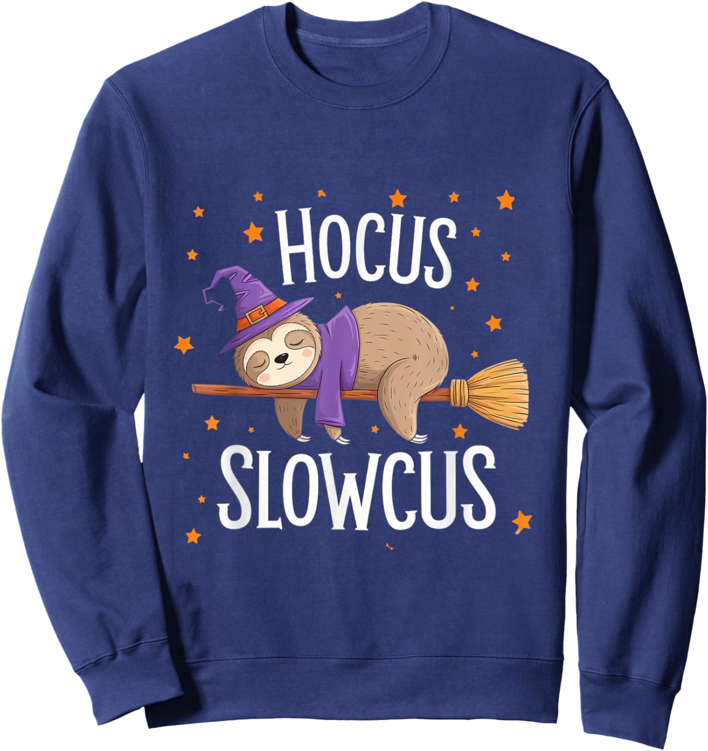 Hocus Slowcus Cute Funny Sloth Halloween 2024 Sweatshirt - Sweatshirt | Navy