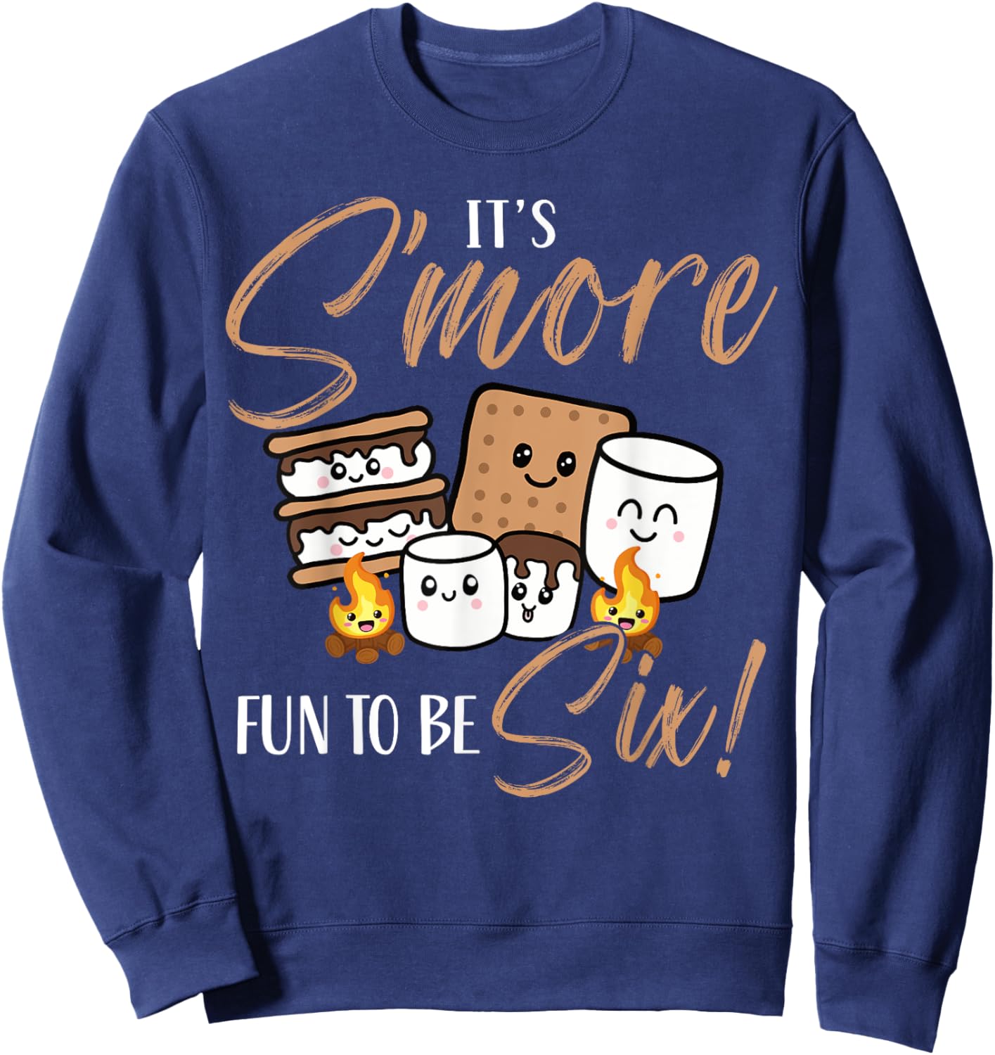 Birthday Campfire Marshmallow It's S'more Fun To Be Six 6th Sweatshirt - Sweatshirt | Navy