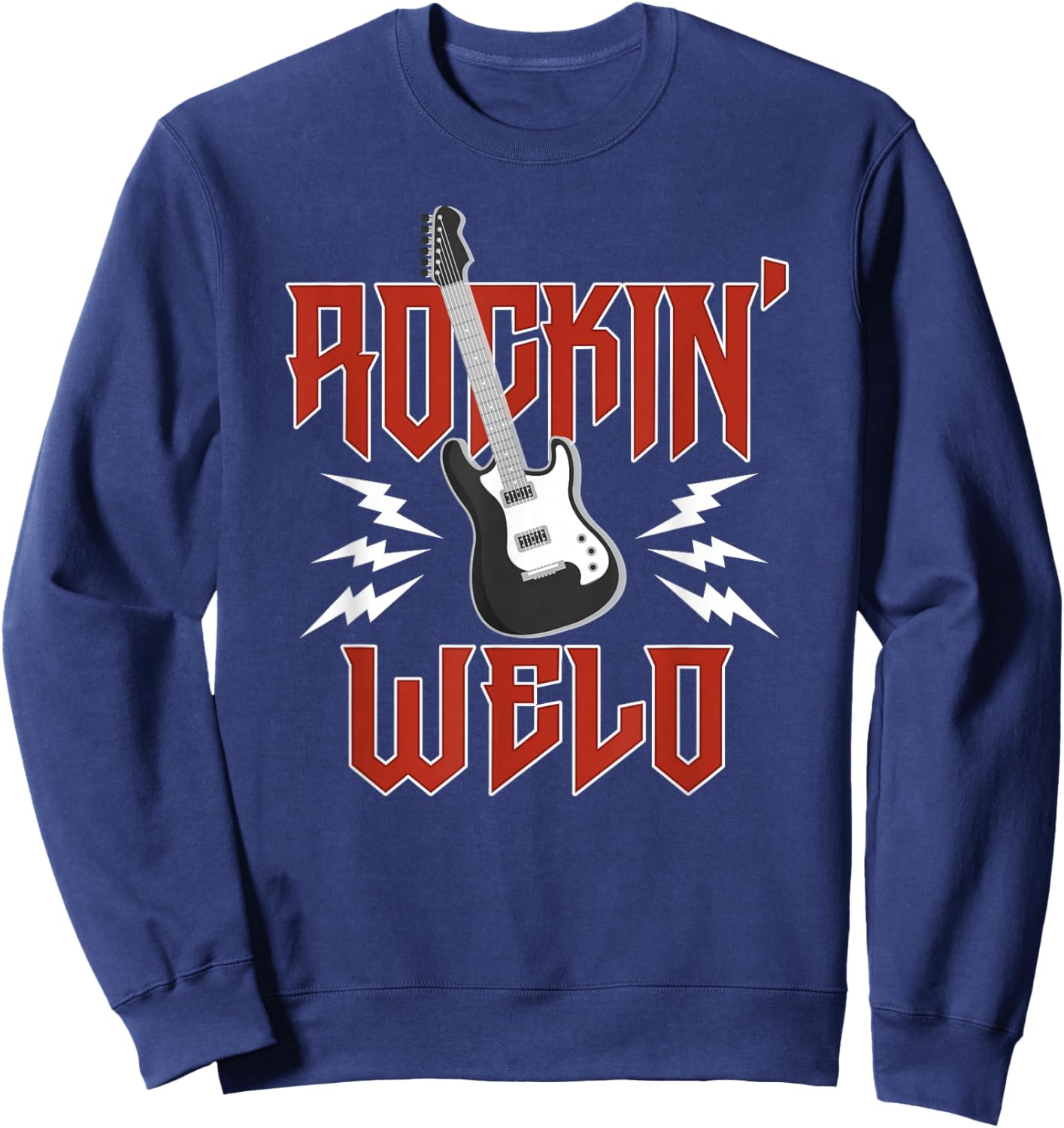 Welo Rockin One Birthday Family Matching Rock Guitar Sweatshirt - Sweatshirt | Navy