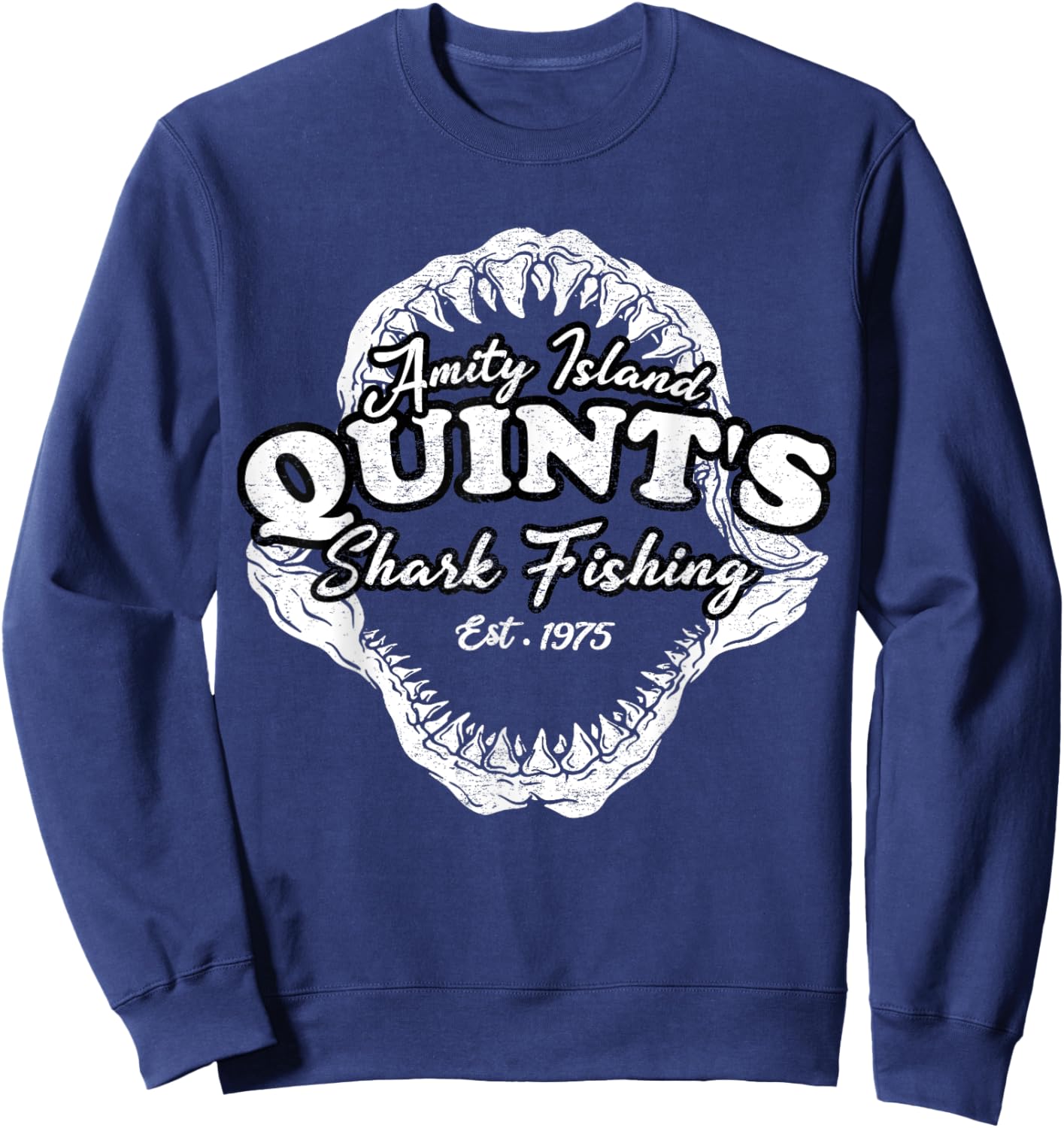 Quints Vintage Art Movies Ocean Funny Outfits Sharks Fishing Sweatshirt - Sweatshirt | Navy