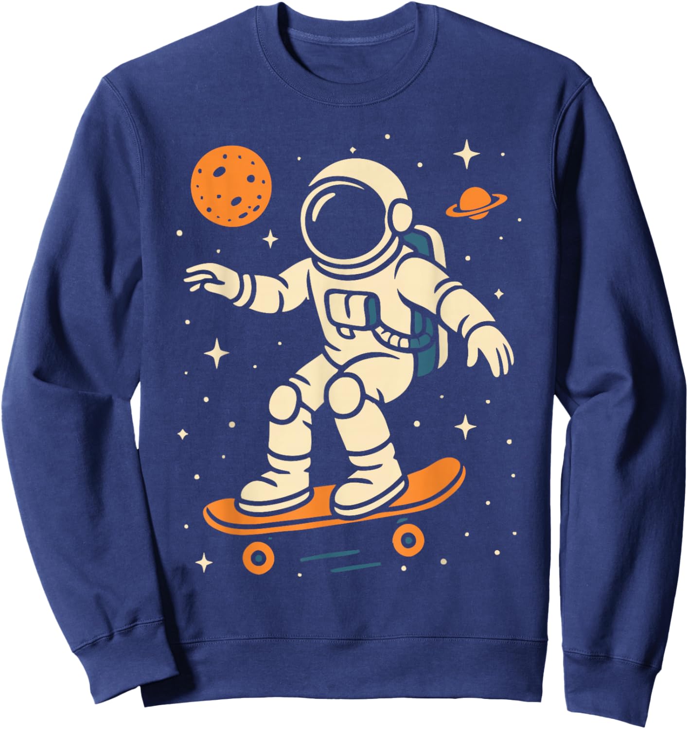 Space Astronaut Skateboard Planets Solar Systems Boys Sweatshirt - Sweatshirt | Navy