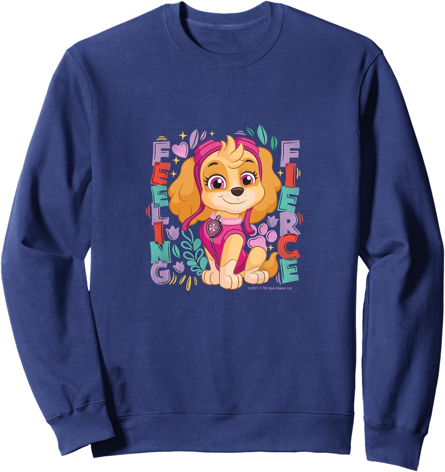 Kids PAW Patrol Skye Feeling Fierce Colorful Big Chest Logo Sweatshirt - Sweatshirt | Navy