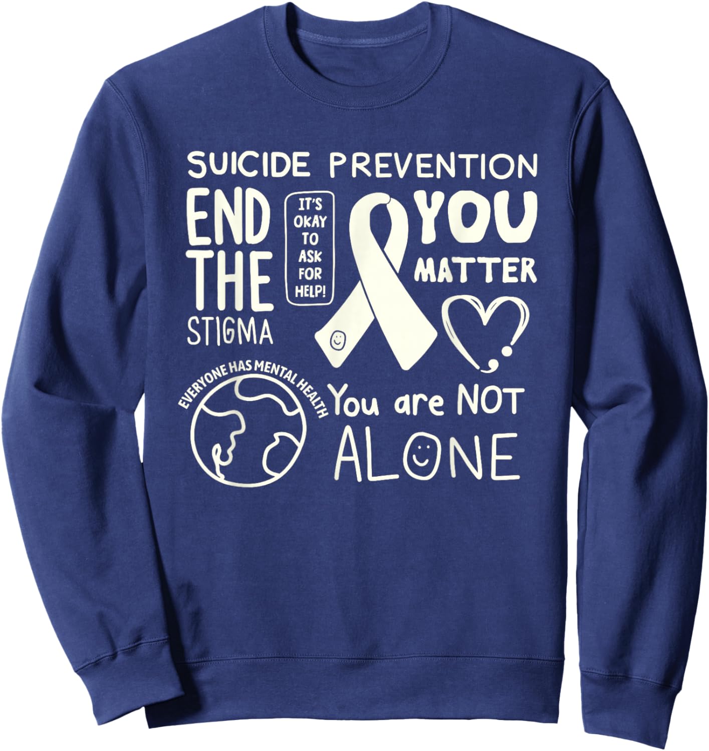 Original Happiness Project Sucide Prevention Sweatshirt - Sweatshirt | Navy