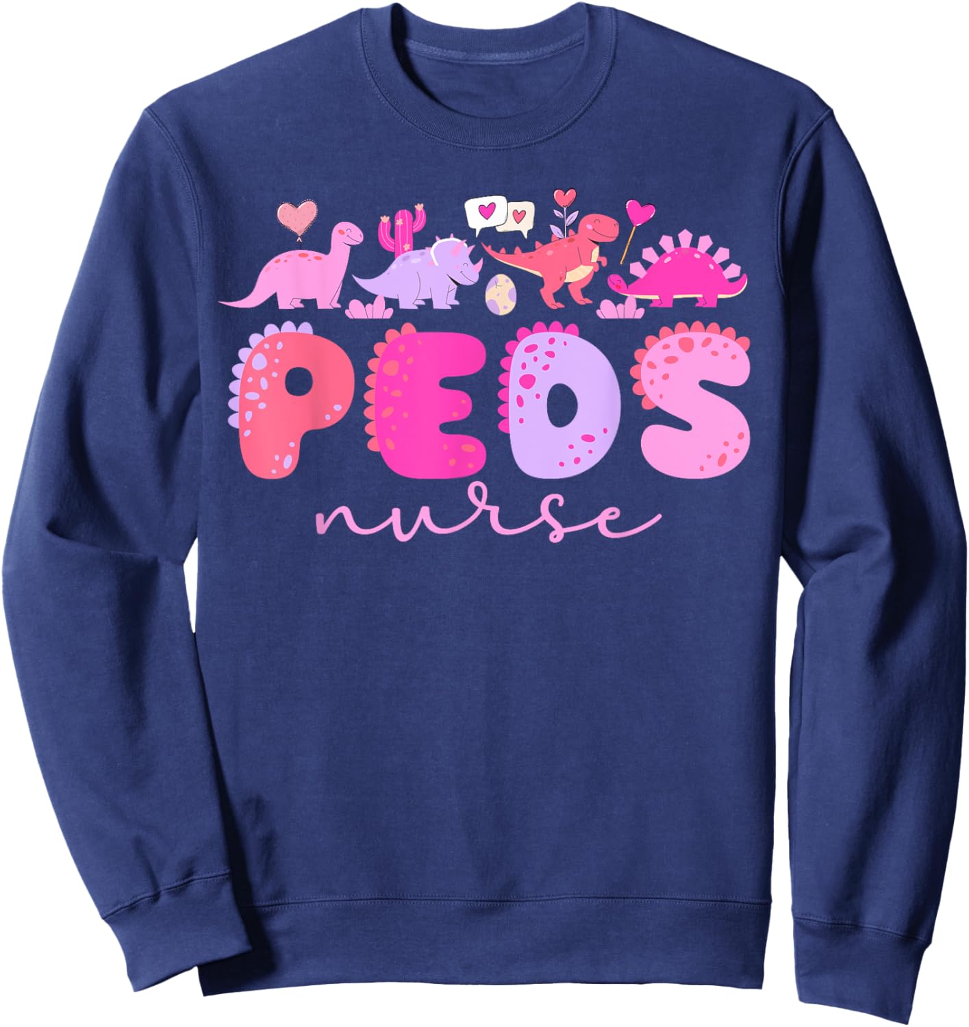 Valentine Peds Nurse Valentines Day Pediatric Nurse Sweatshirt - Sweatshirt | Navy