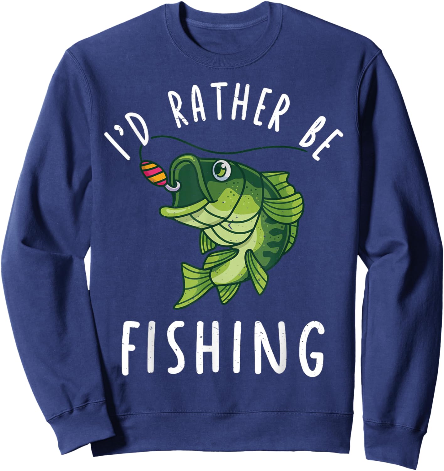 Kids I'd Rather Fishing Bass Fish Youth Boy Funny Fisherman Sweatshirt - Sweatshirt | Navy