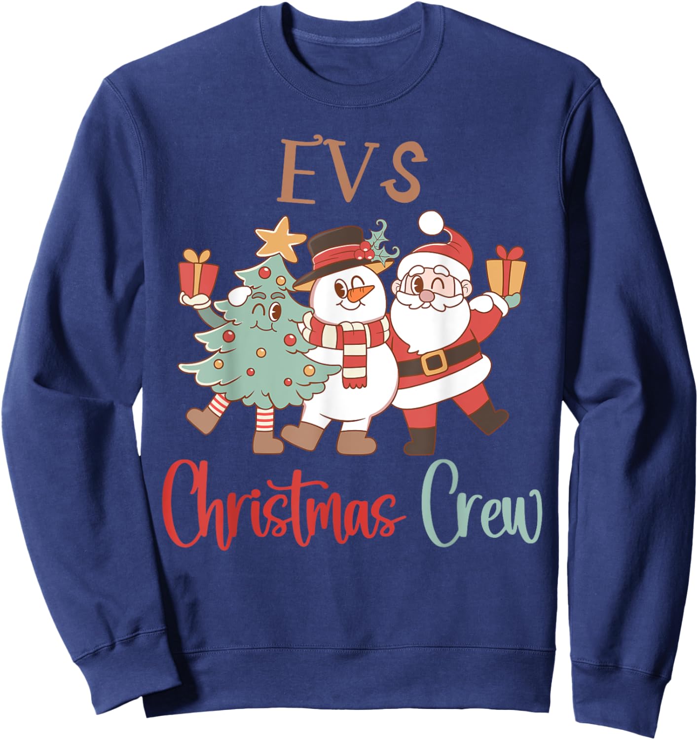 EVS Christmas Crew Santa Snowman Environmental Services Team Sweatshirt - Sweatshirt | Navy