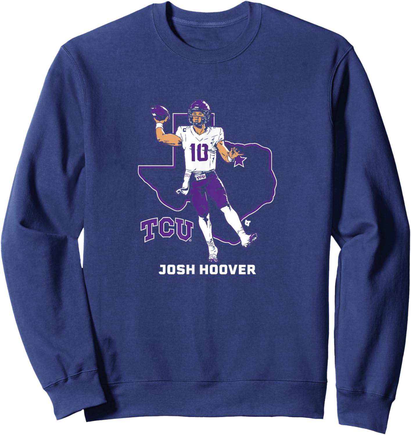 TCU Football - Josh Hoover State Star - TCU Horned Frogs Sweatshirt - Sweatshirt | Navy