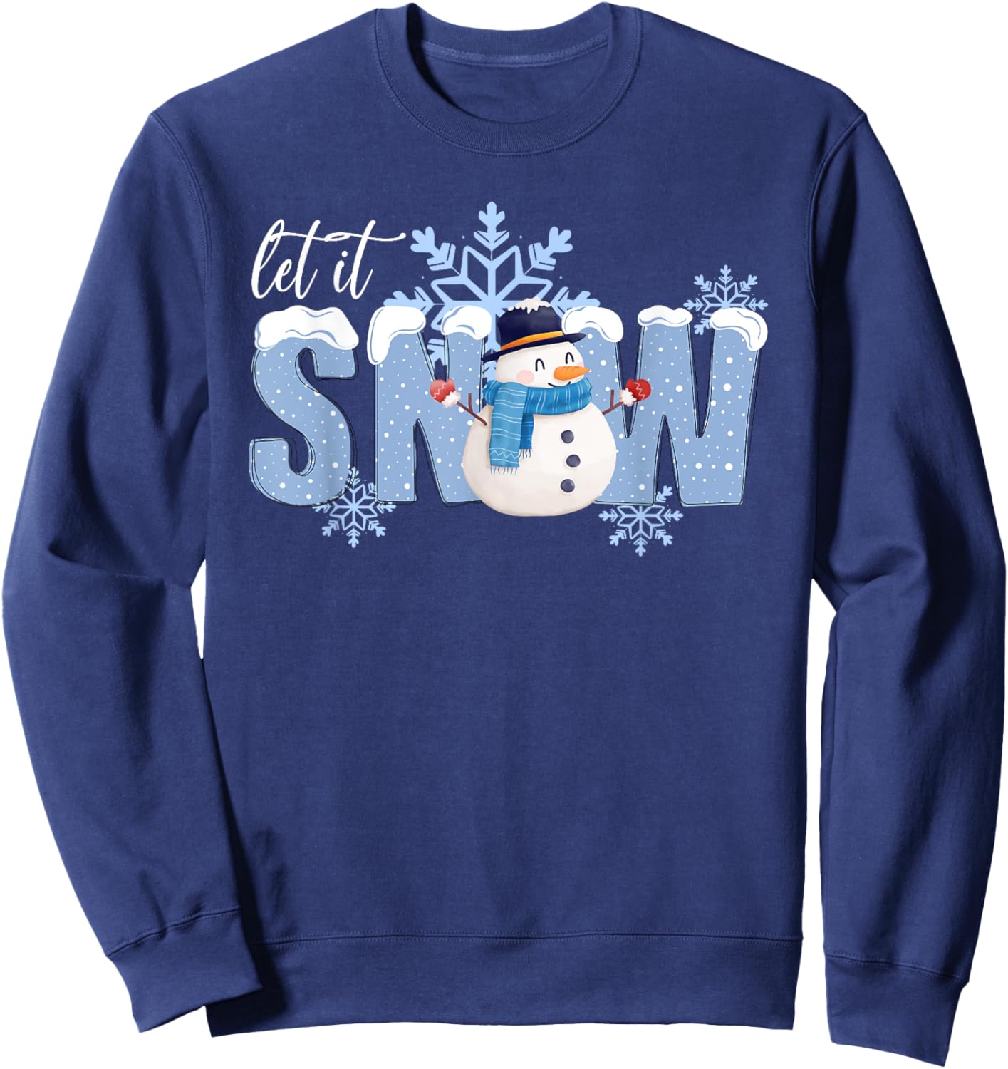 Best Winter Snow Art Women Snowman Snowflakes Sweatshirt - Sweatshirt | Navy